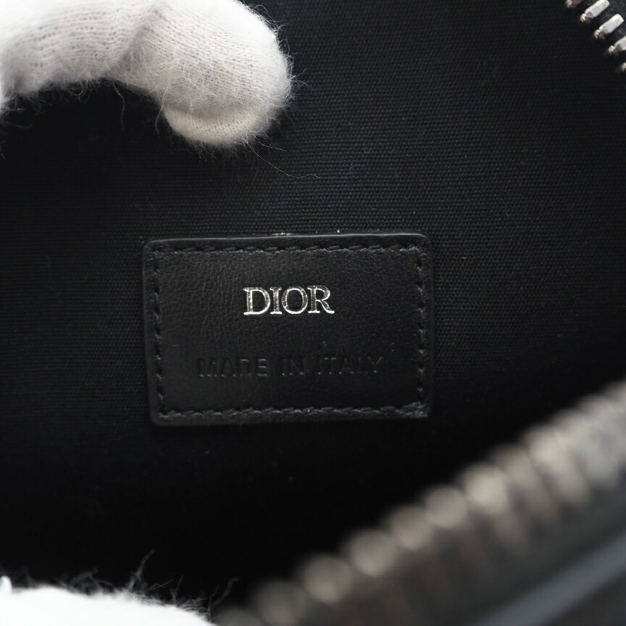Christian Dior Black Gray Coated Canvas Shoulder Bag (Pre-Owned)
