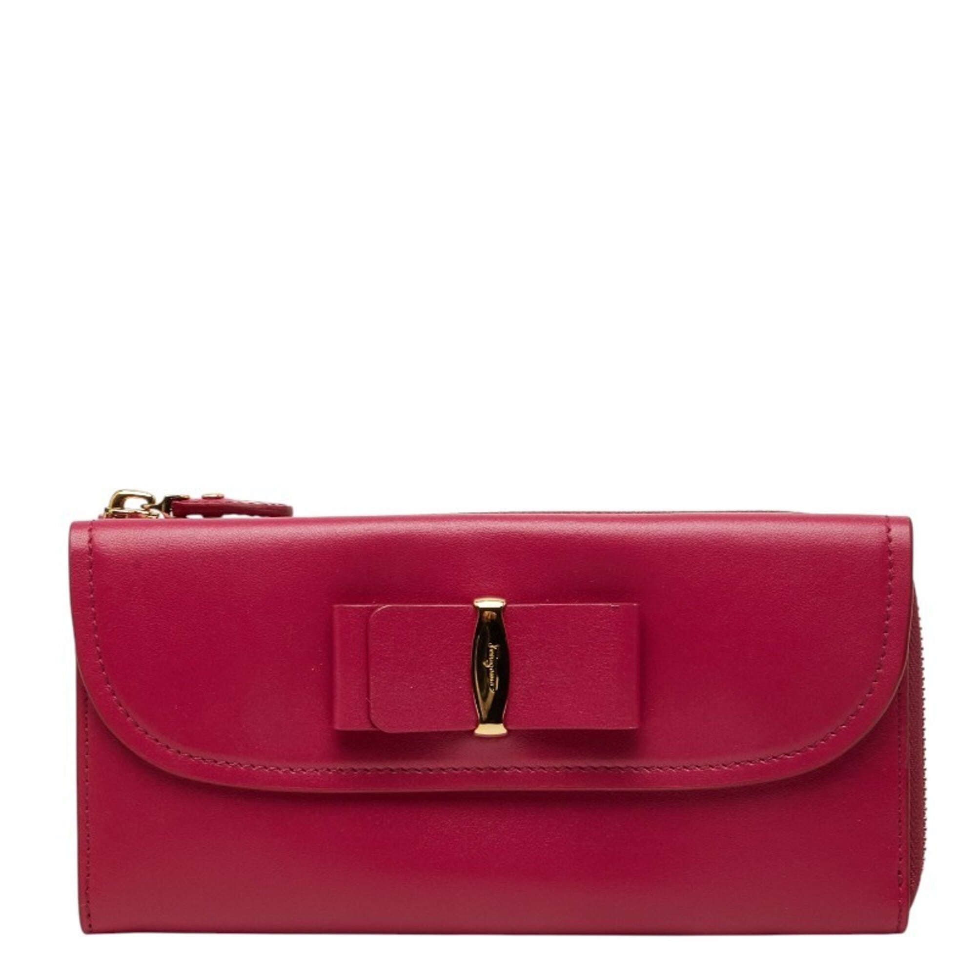 Salvatore Ferragamo Pink Leather Long Wallet (Bi-Fold) (Pre-Owned)