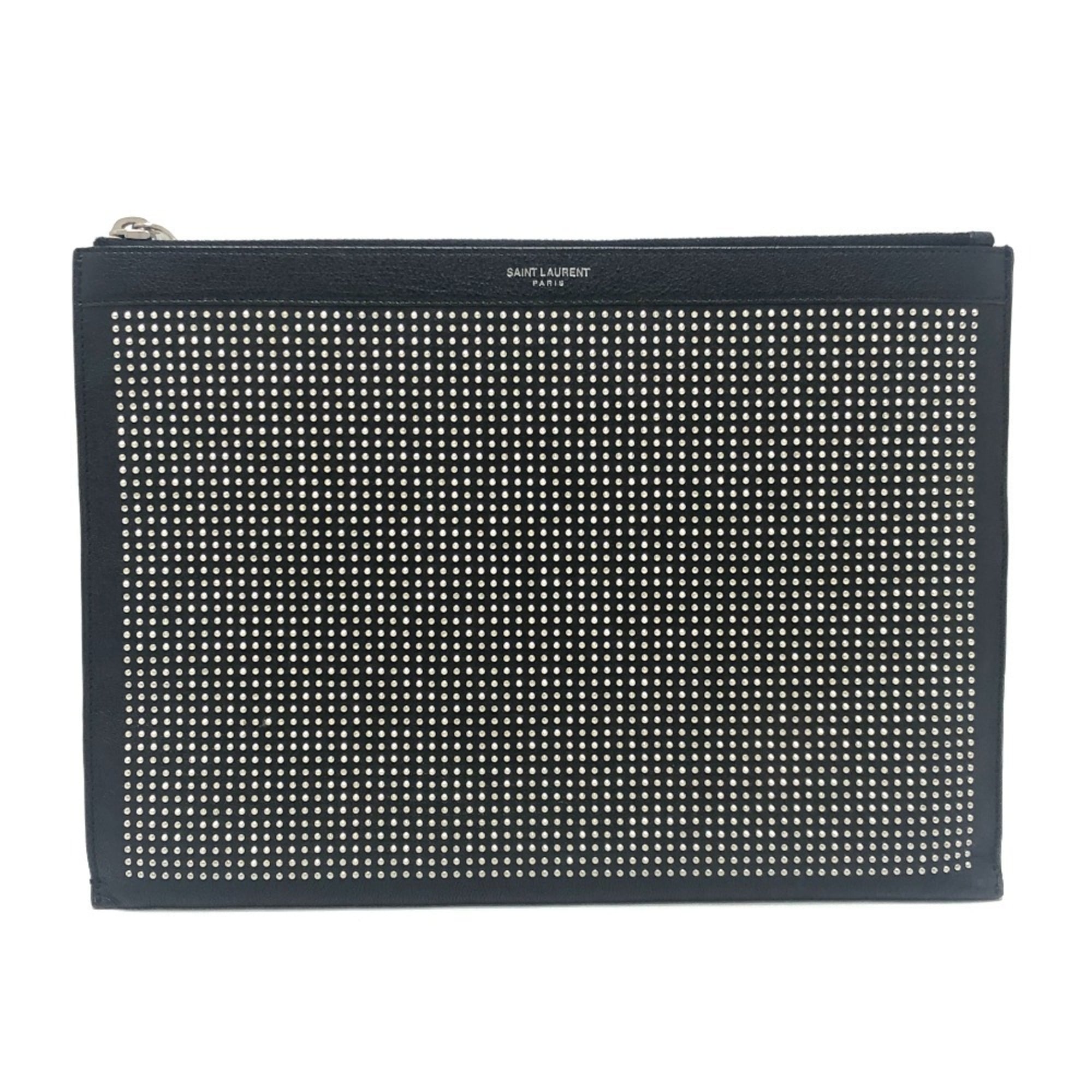 Saint Laurent Black Leather Clutch Bag (Pre-Owned)