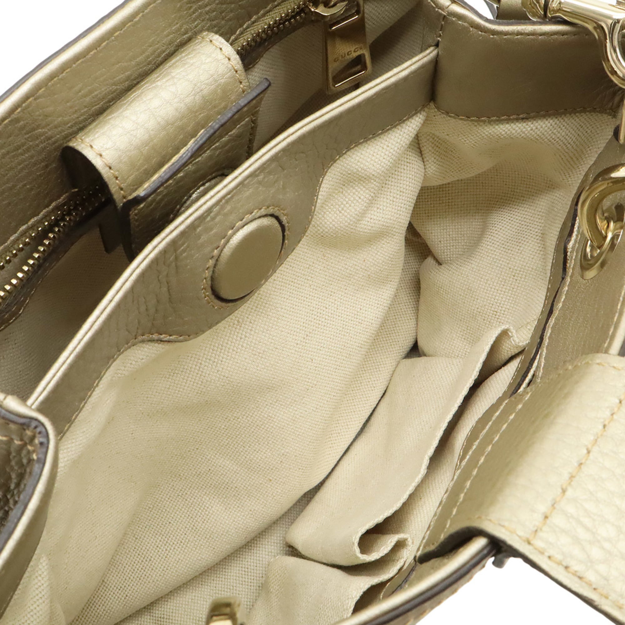 Gucci Champagne Gold Bamboo Leather Handbag Shoulder Bag (Pre-Owned)