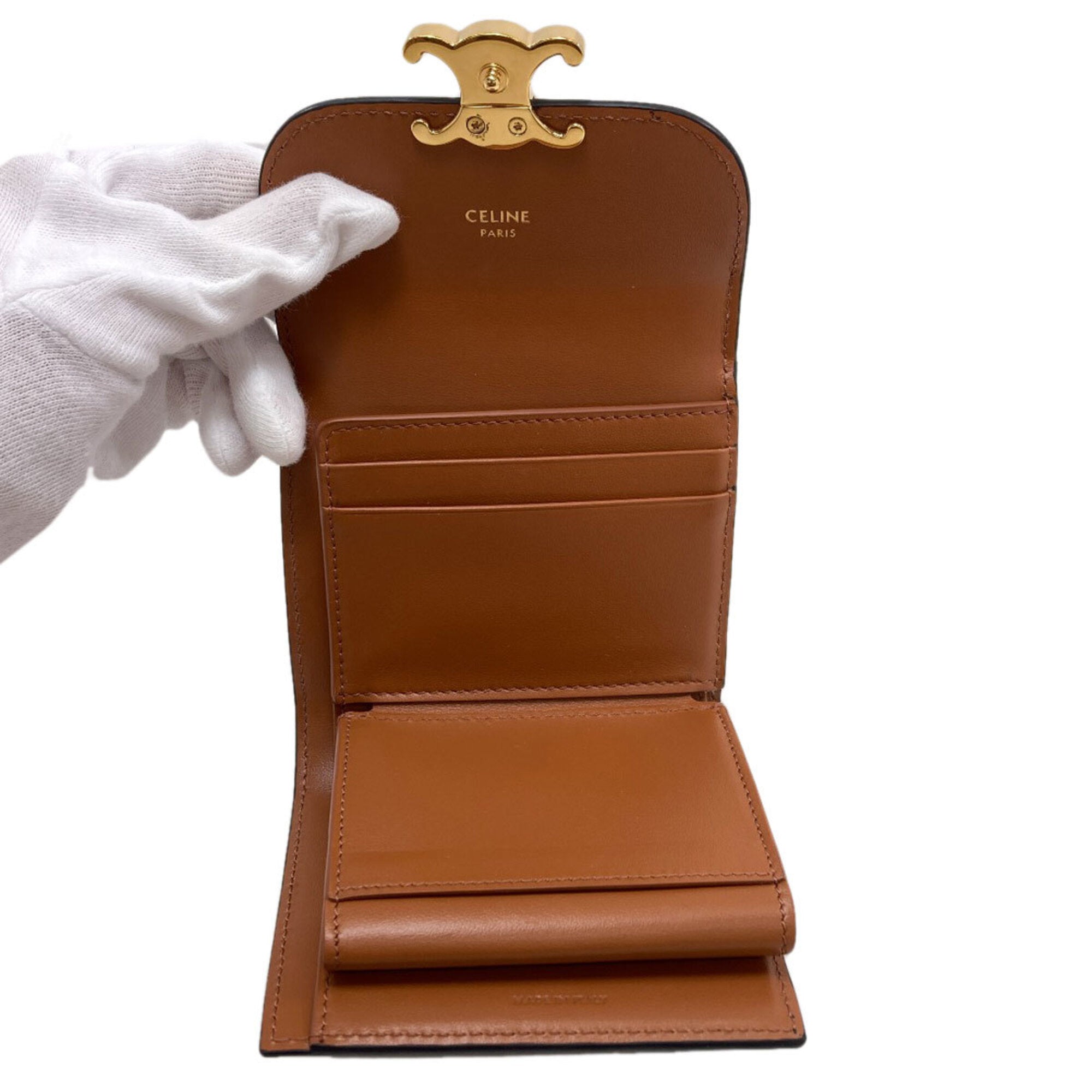 Celine Dark Brown Leather Wallet (Bi-Fold) (Pre-Owned)