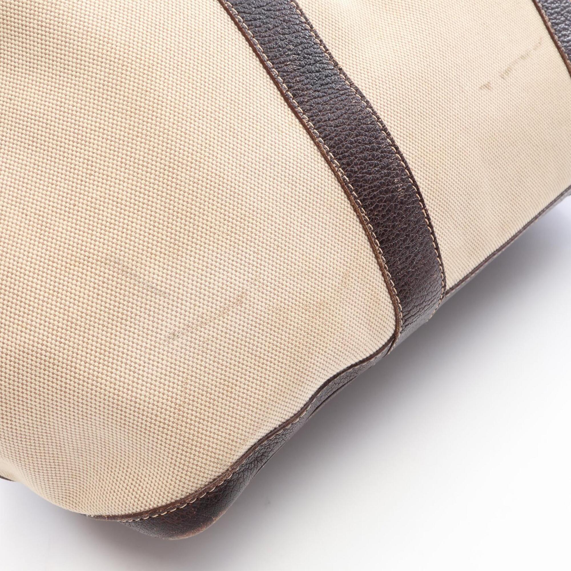 Hermes Beige Brown Toile H Buffalo Leather Handbag Tote Bag (Pre-Owned)