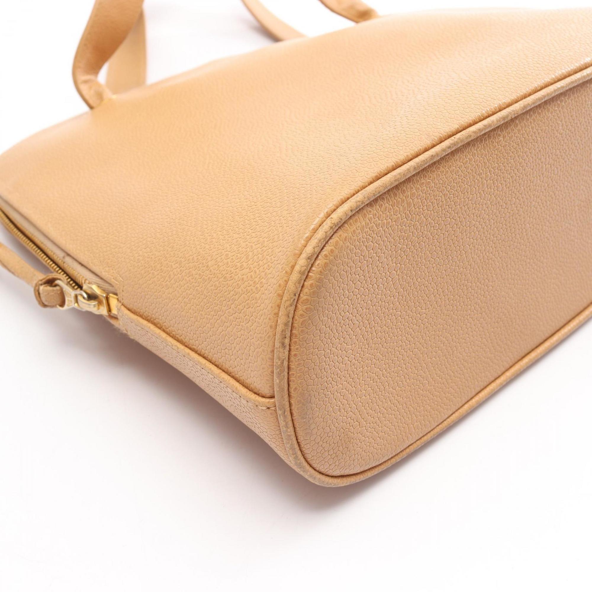 Chanel Beige Leather Handbag Tote Bag (Pre-Owned)