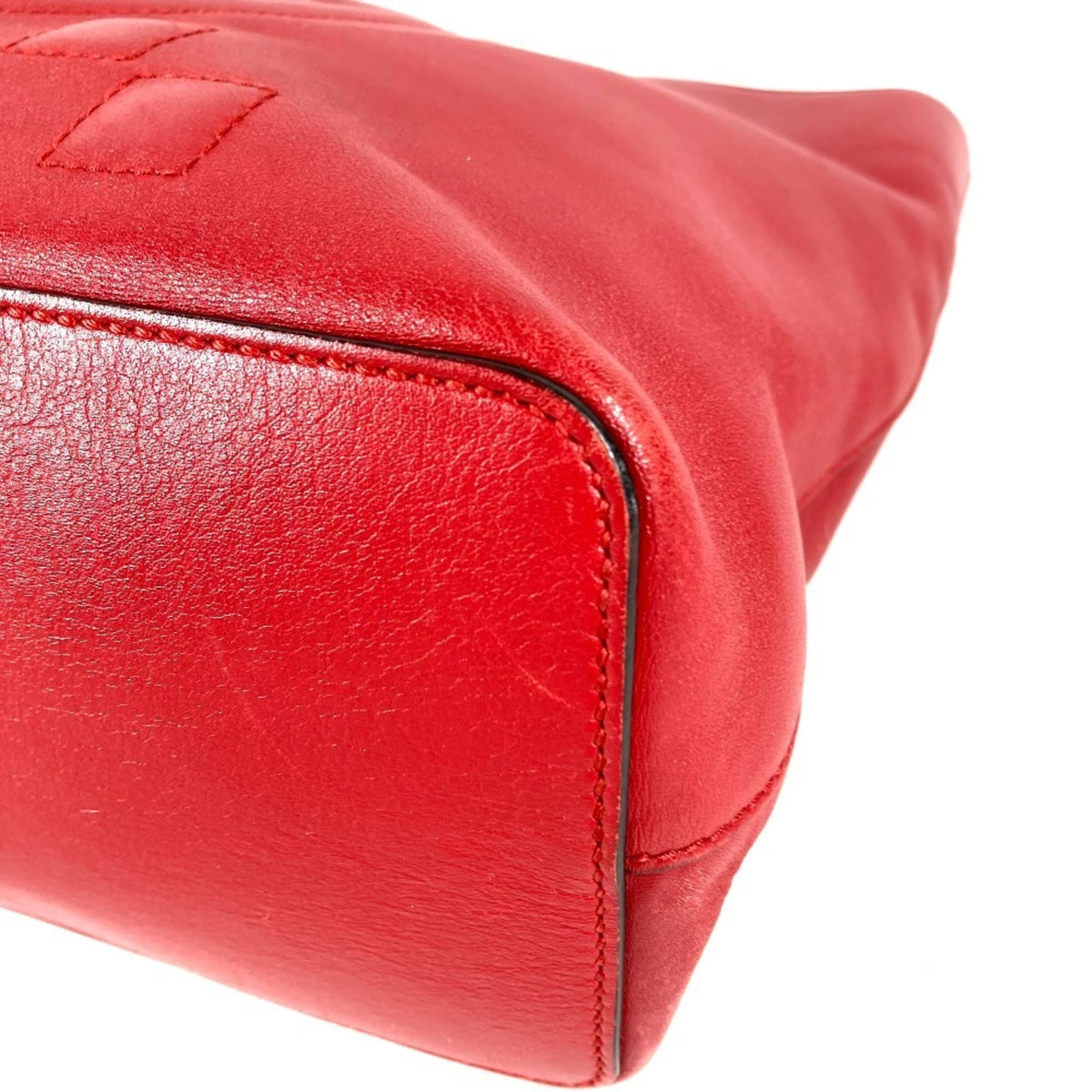 Gucci Red Color Leather Shoulder Bag Tote Bag (Pre-Owned)