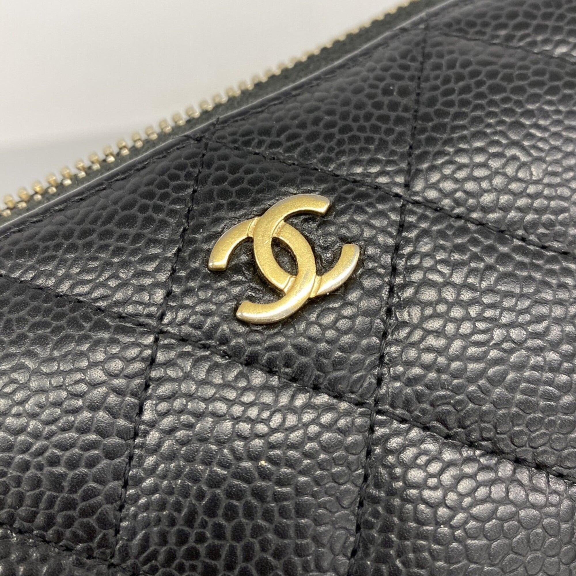 Chanel Black Grained Calfskin Long Wallet (Bi-Fold) (Pre-Owned)