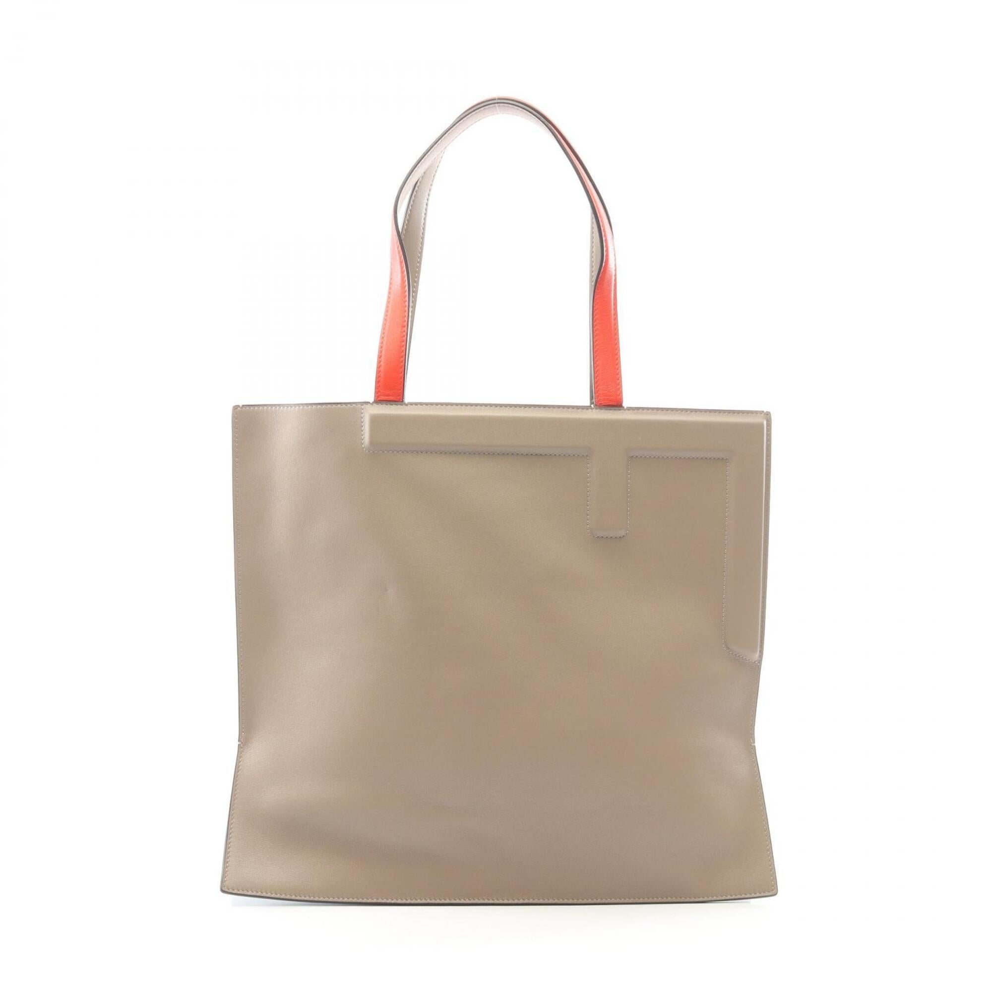 Fendi Beige Blue Red Color Leather Handbag Tote Bag (Pre-Owned)