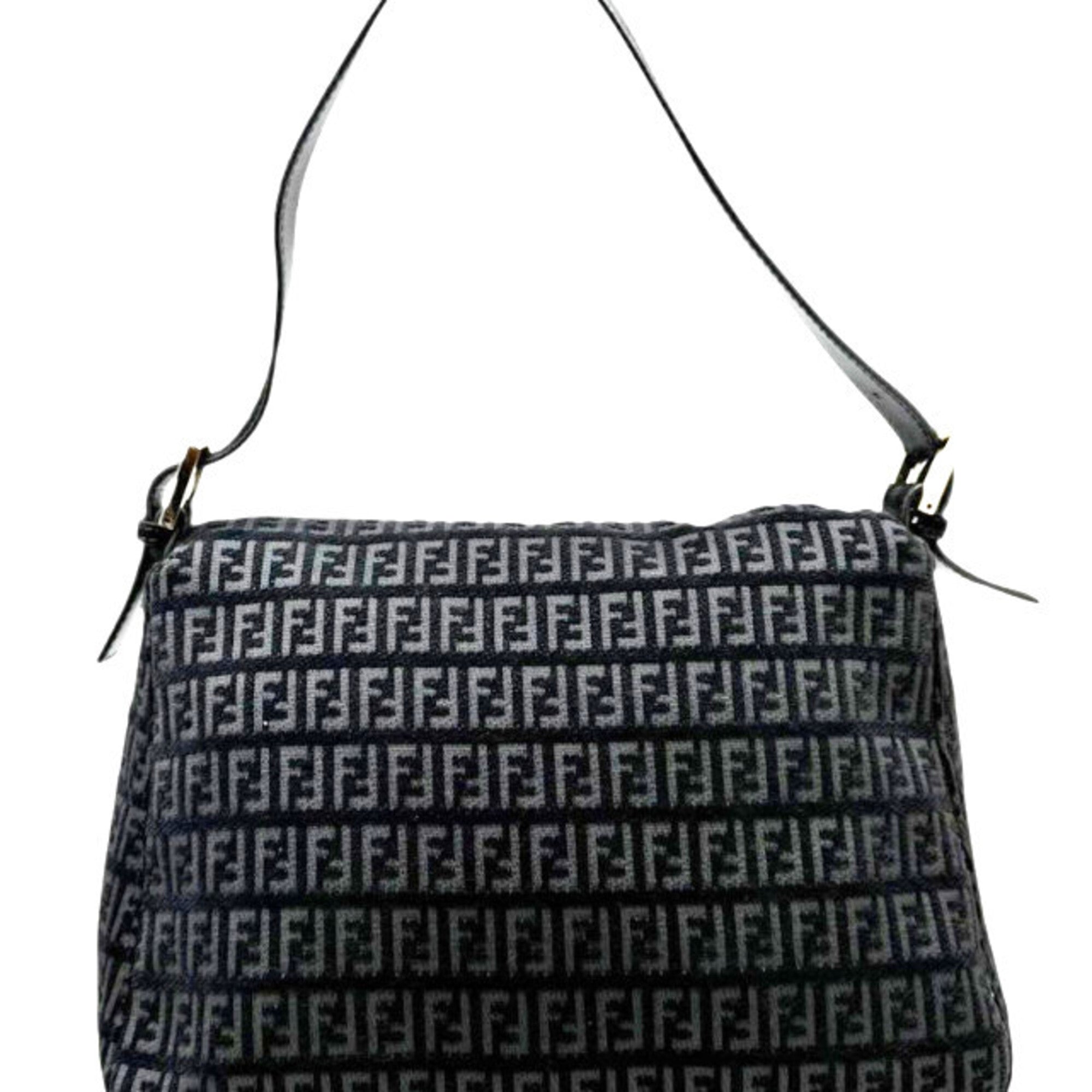 Fendi Black Canvas Suede Leather Handbag (Pre-Owned)