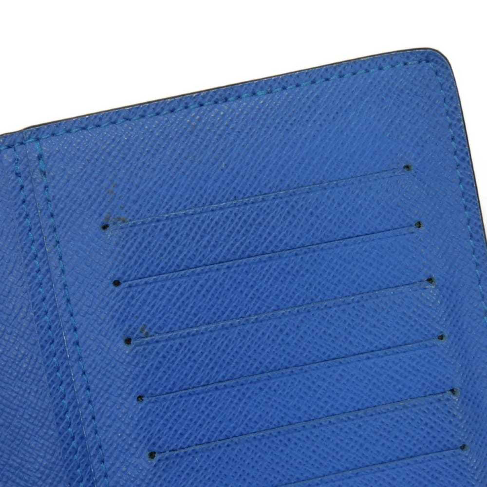 Louis Vuitton Black Blue Noir Taiga Leather Long Wallet (Bi-Fold) (Pre-Owned)