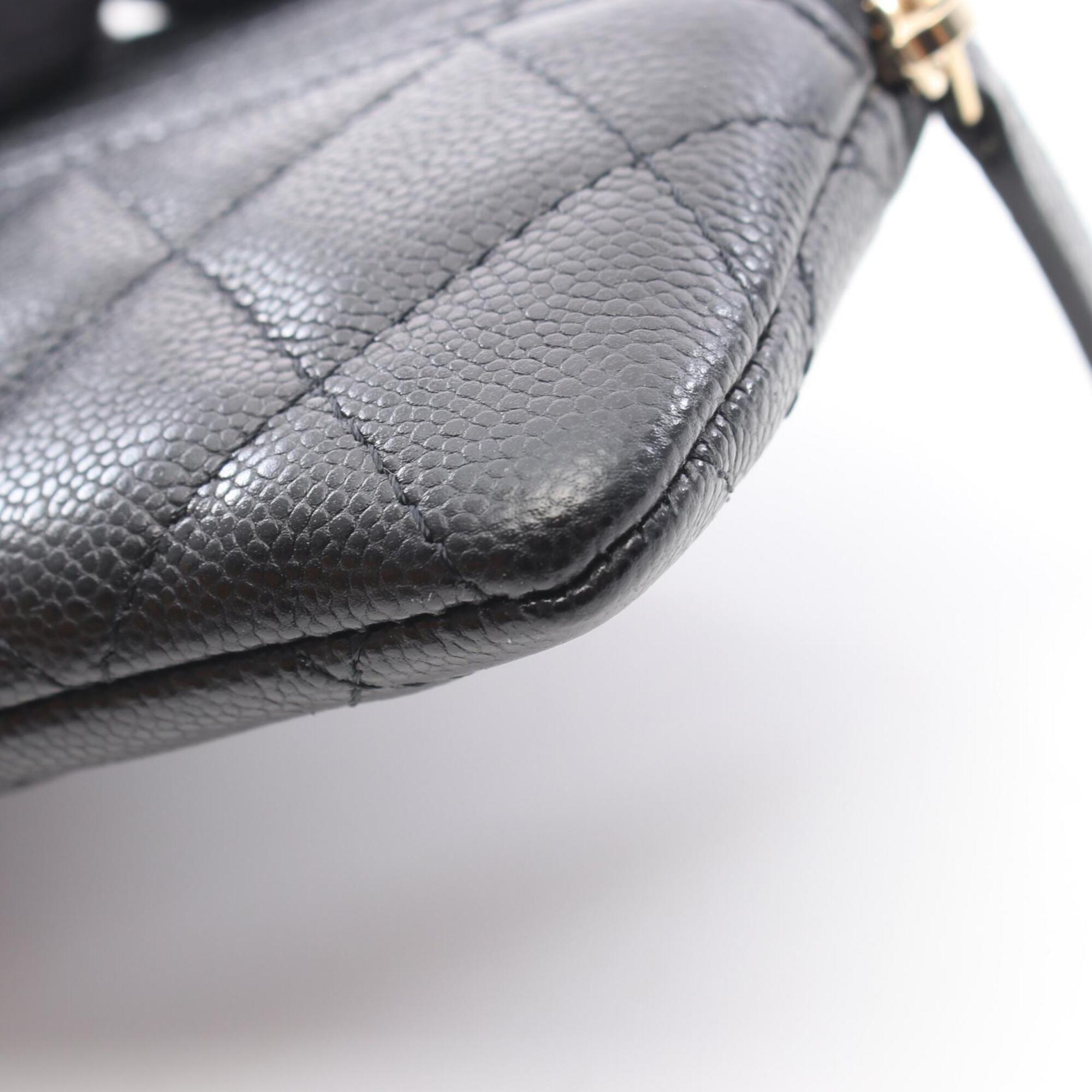 Chanel Matelasse Black Grained Calfskin Coin Purse/Coin Case (Pre-Owned)