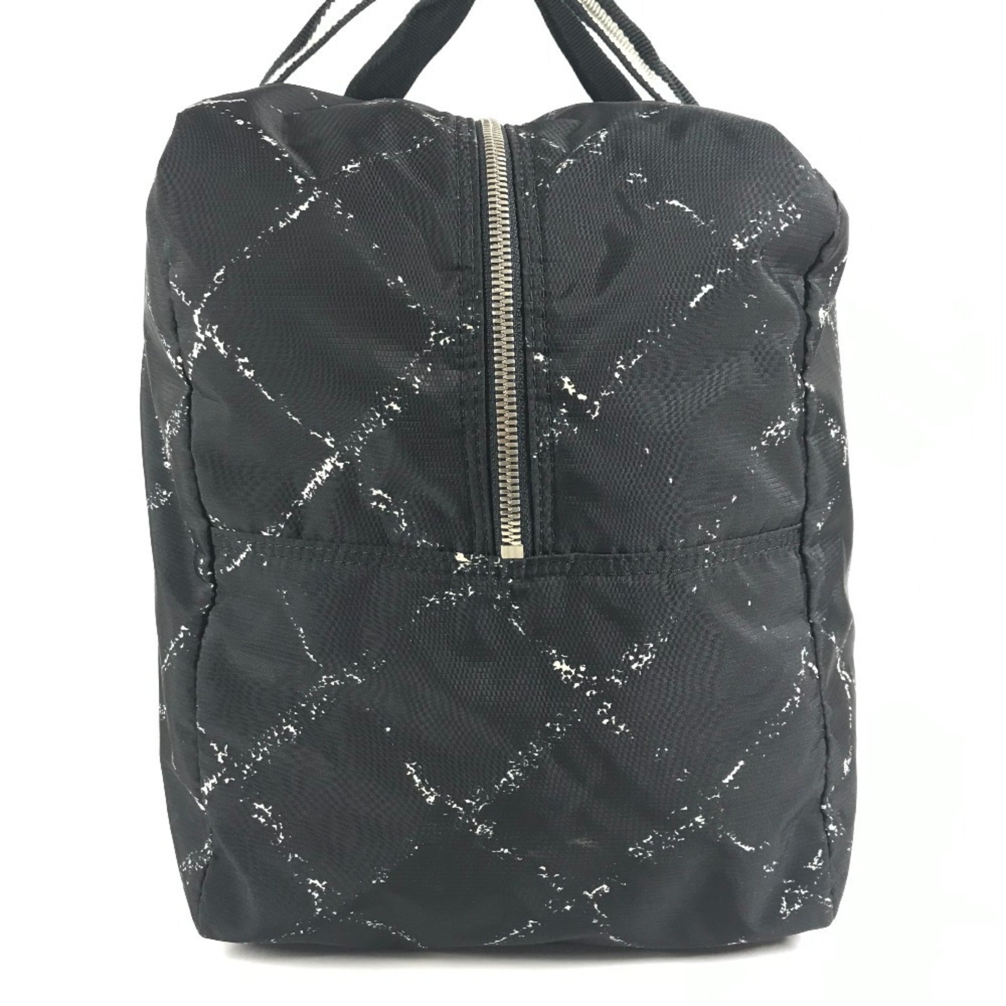 Chanel Black White Nylon Boston Bag Shoulder Bag (Pre-Owned)