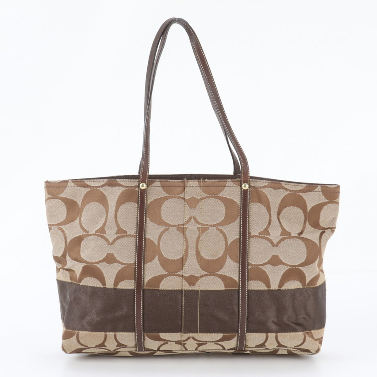 Coach Brown Leather Canvas Handbag Shoulder Bag Tote Bag (Pre-Owned)