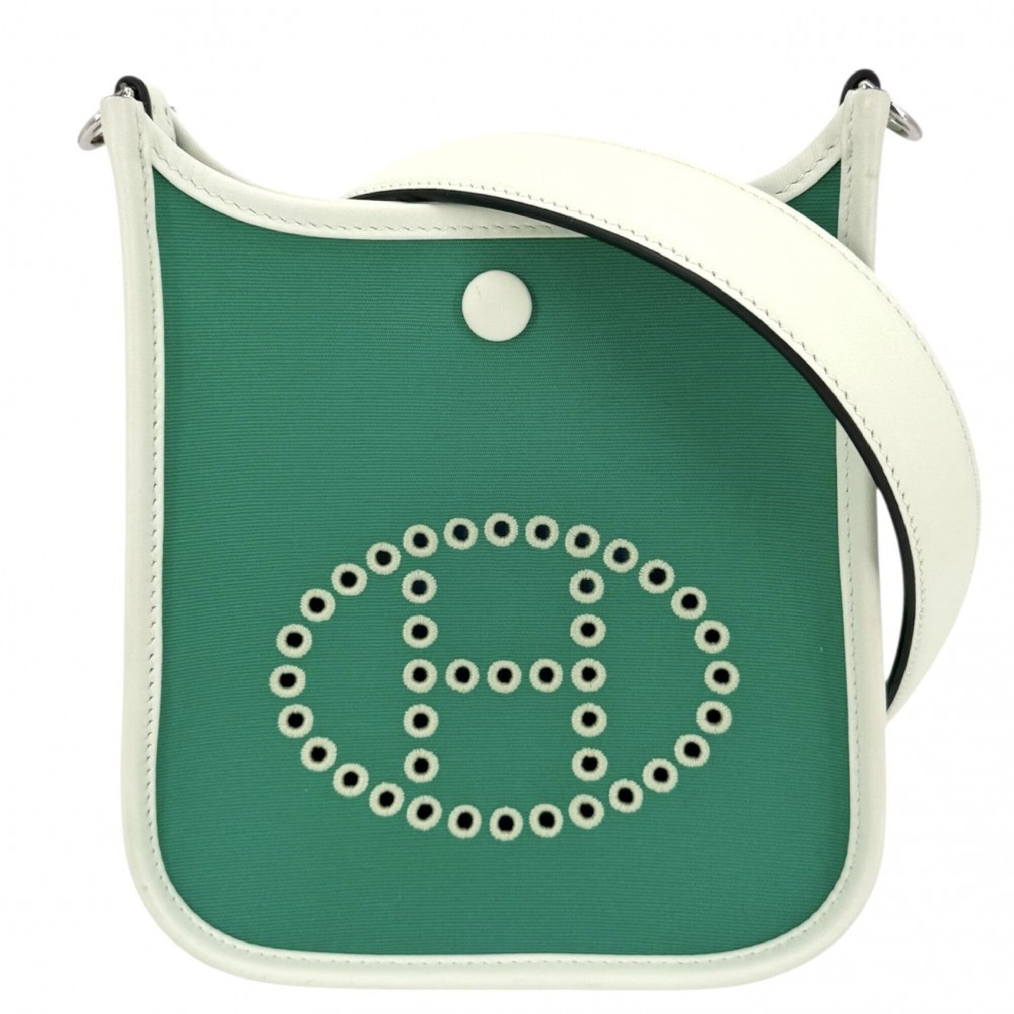 Hermes Green Mint Green Canvas Leather Shoulder Bag (Pre-Owned)