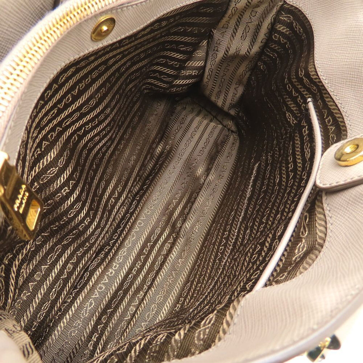 Prada Saffiano Grayish Leather Tote Bag (Pre-Owned)