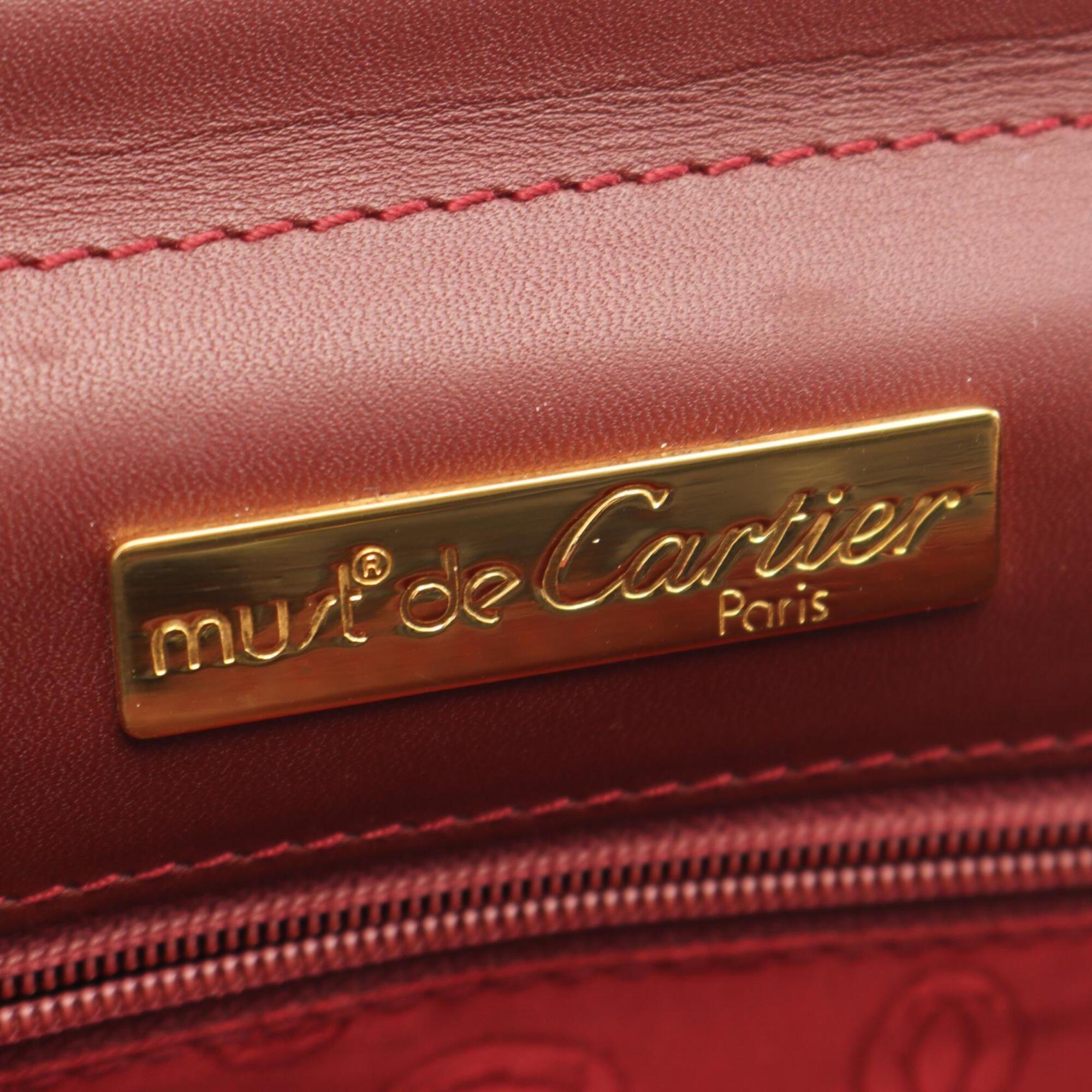 Cartier Bordeaux Leather Clutch Bag Handbag (Pre-Owned)