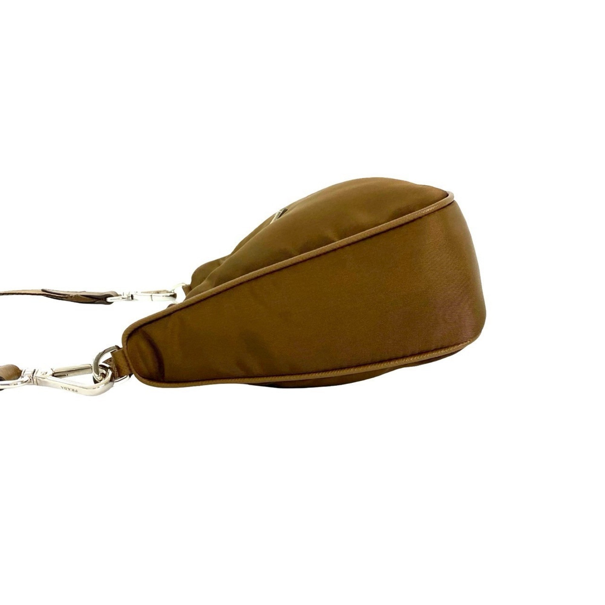 Prada Brown Nylon Leather Pochette Pouch Shoulder Bag (Pre-Owned)