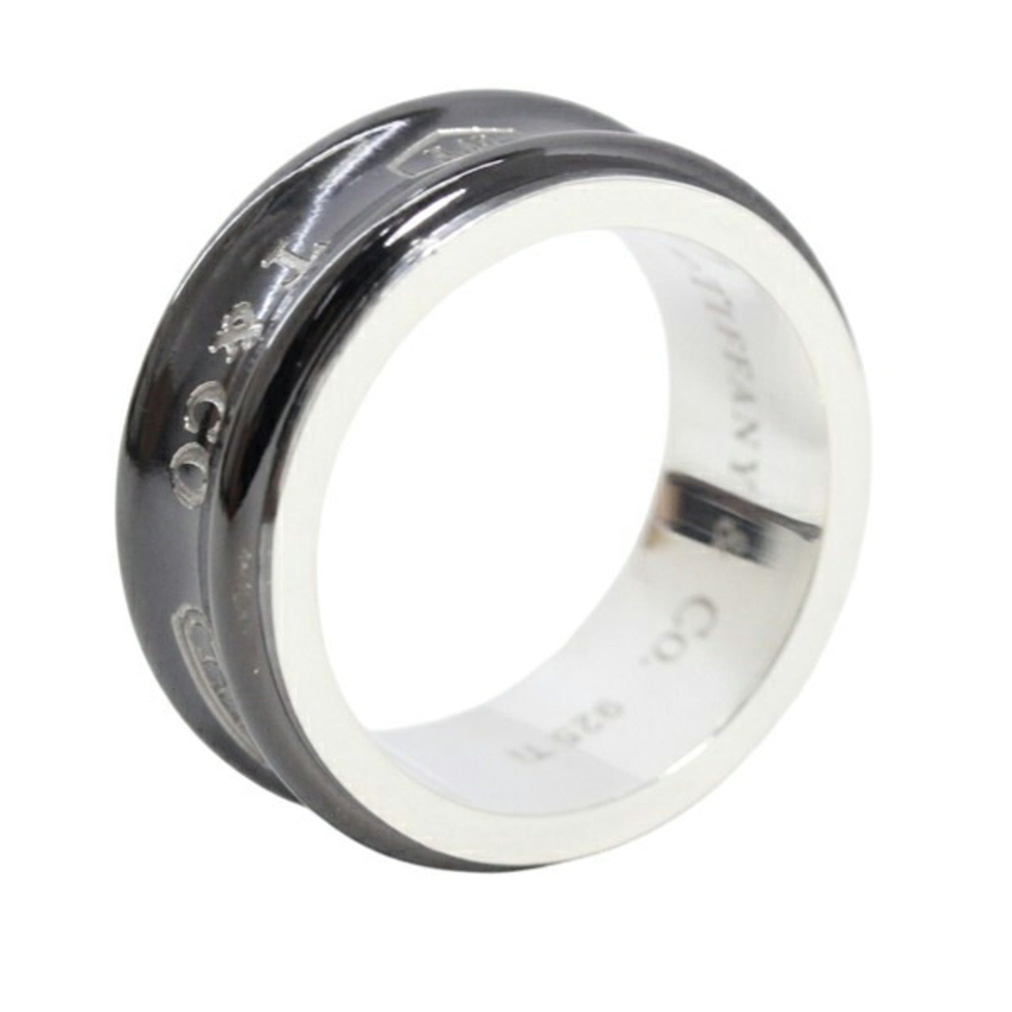 Tiffany Black Silver 925 Titanium Band Ring (Pre-Owned)