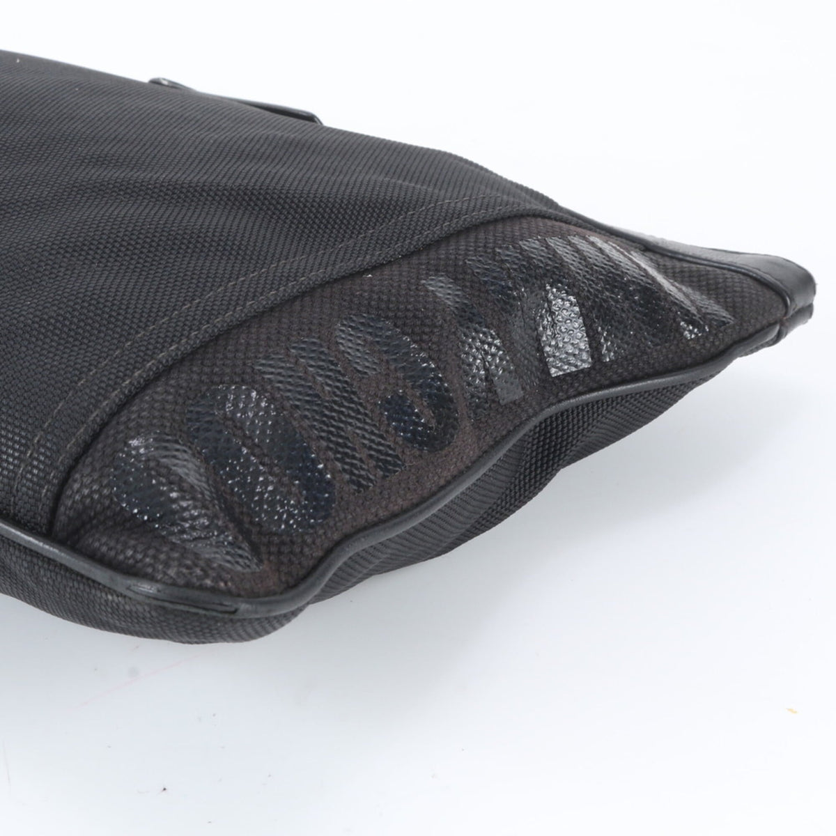 Jimmy Choo Black Leather Coated Canvas Clutch Bag (Pre-Owned)
