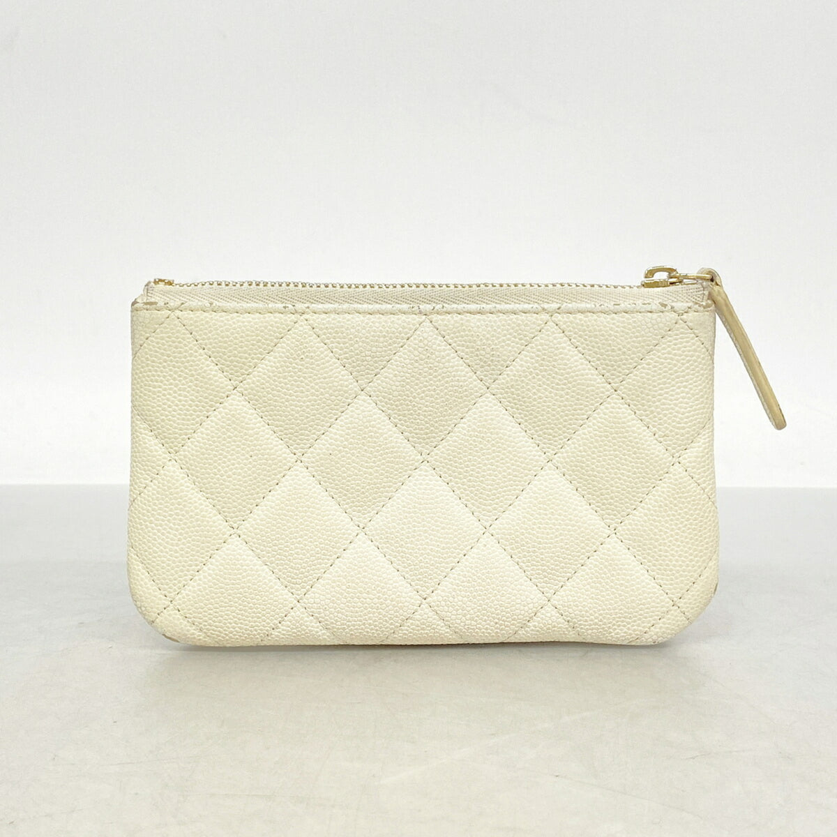 Chanel White Grained Calfskin Coin Purse/Coin Case (Pre-Owned)