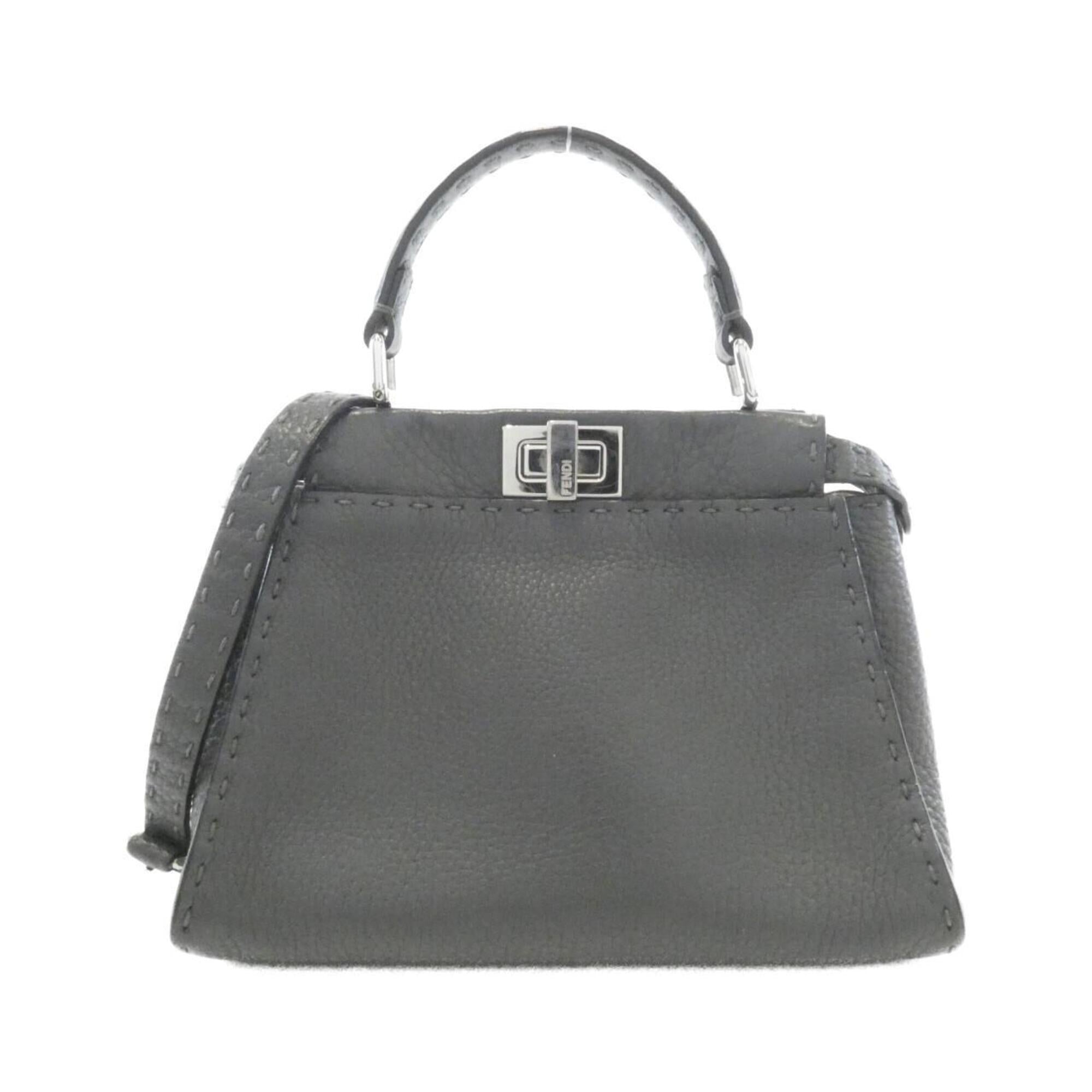 Fendi Gray Leather Handbag (Pre-Owned)