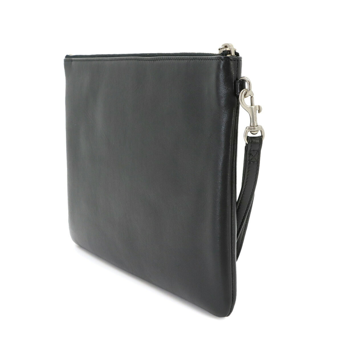 Saint Laurent Black Leather Clutch Bag Handbag (Pre-Owned)