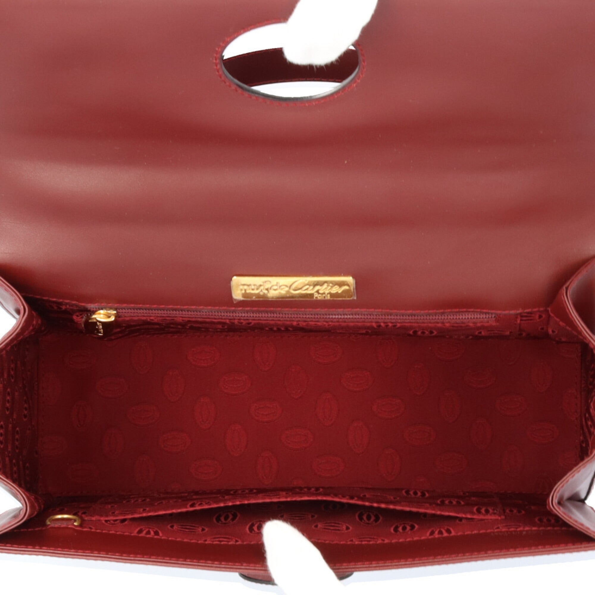 Cartier Bordeaux Red Color Leather Handbag (Pre-Owned)