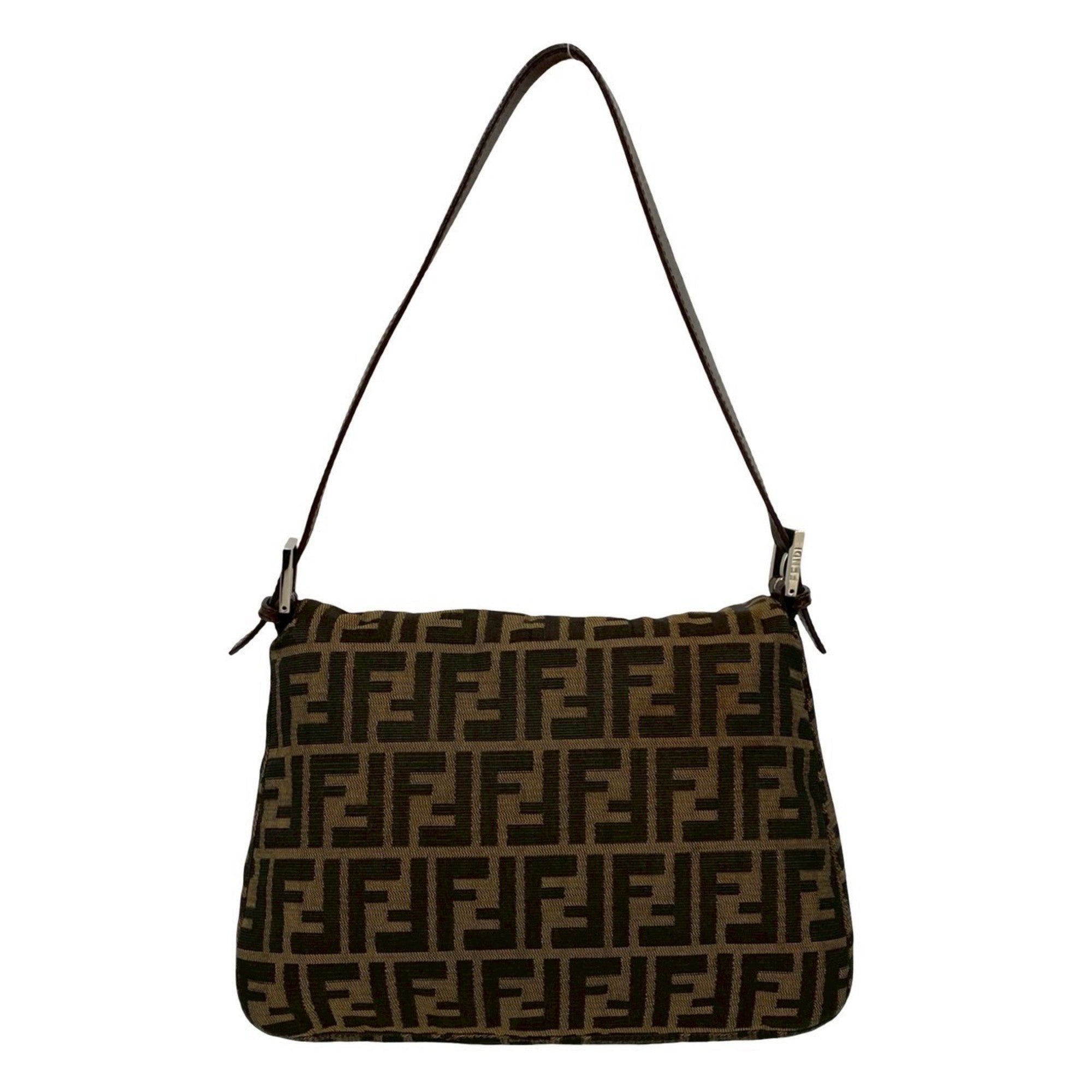 Fendi Brown Canvas Leather Handbag Shoulder Bag (Pre-Owned)