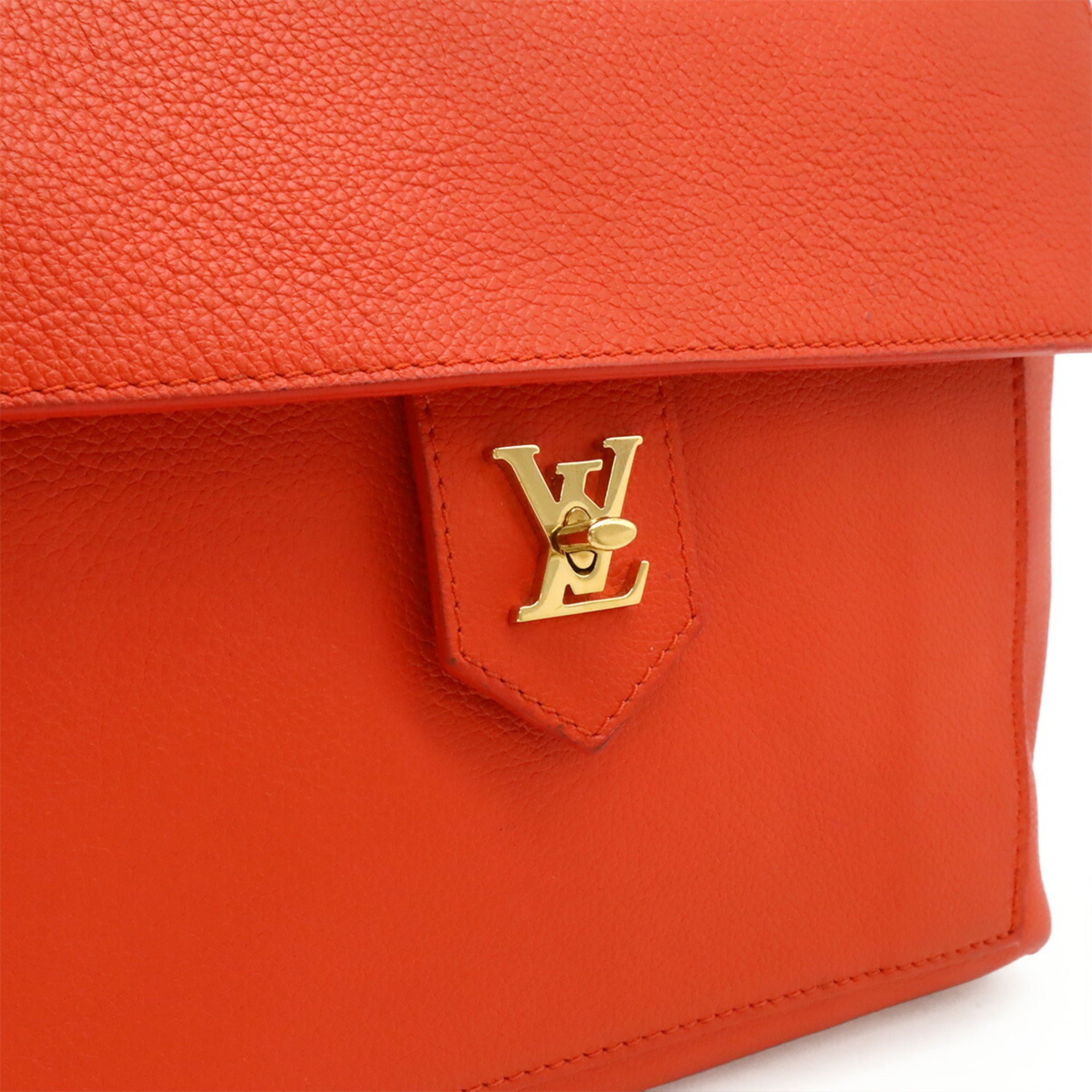 Louis Vuitton Orange Red Leather Handbag (Pre-Owned)
