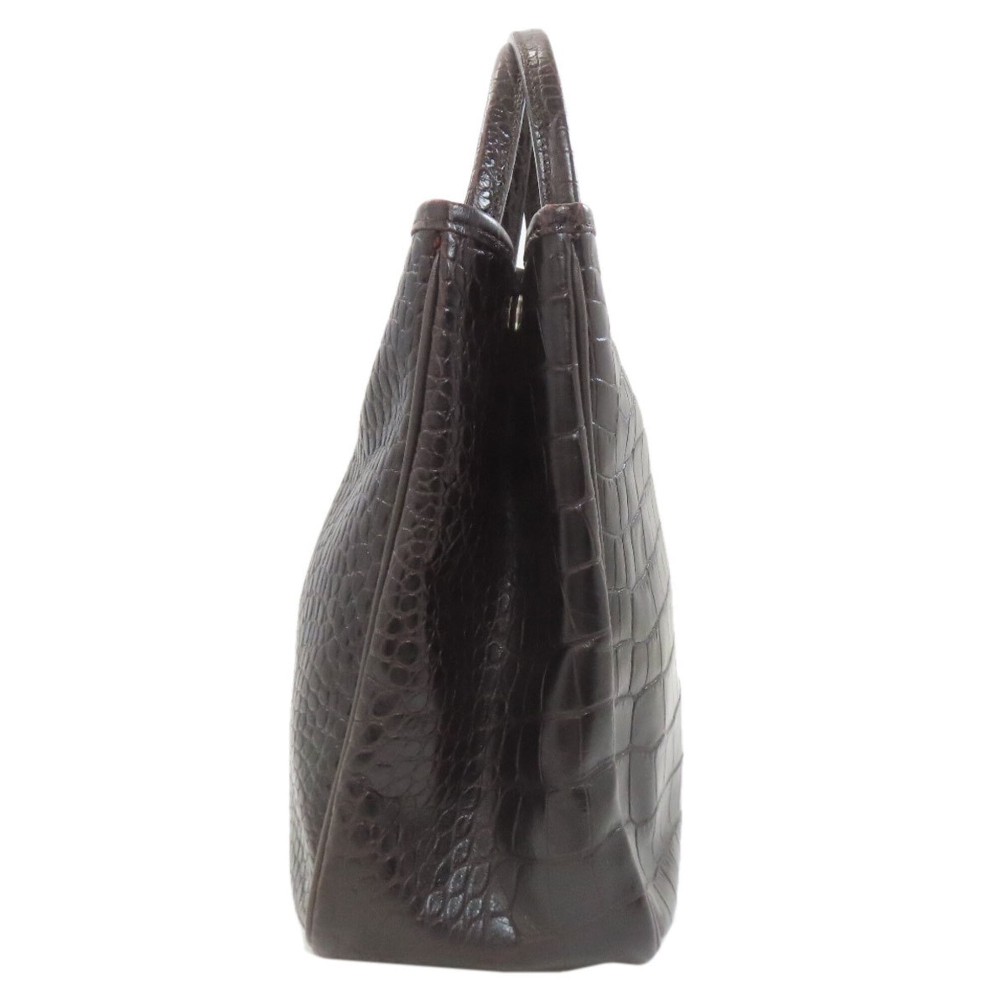 Longchamp Dark Brown Leather Tote Bag (Pre-Owned)