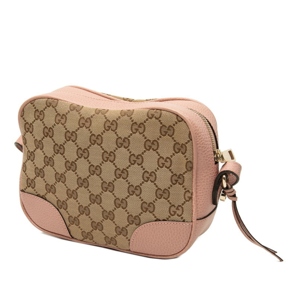 Gucci Gg Canvas Beige Pink Canvas Leather Shoulder Bag (Pre-Owned)