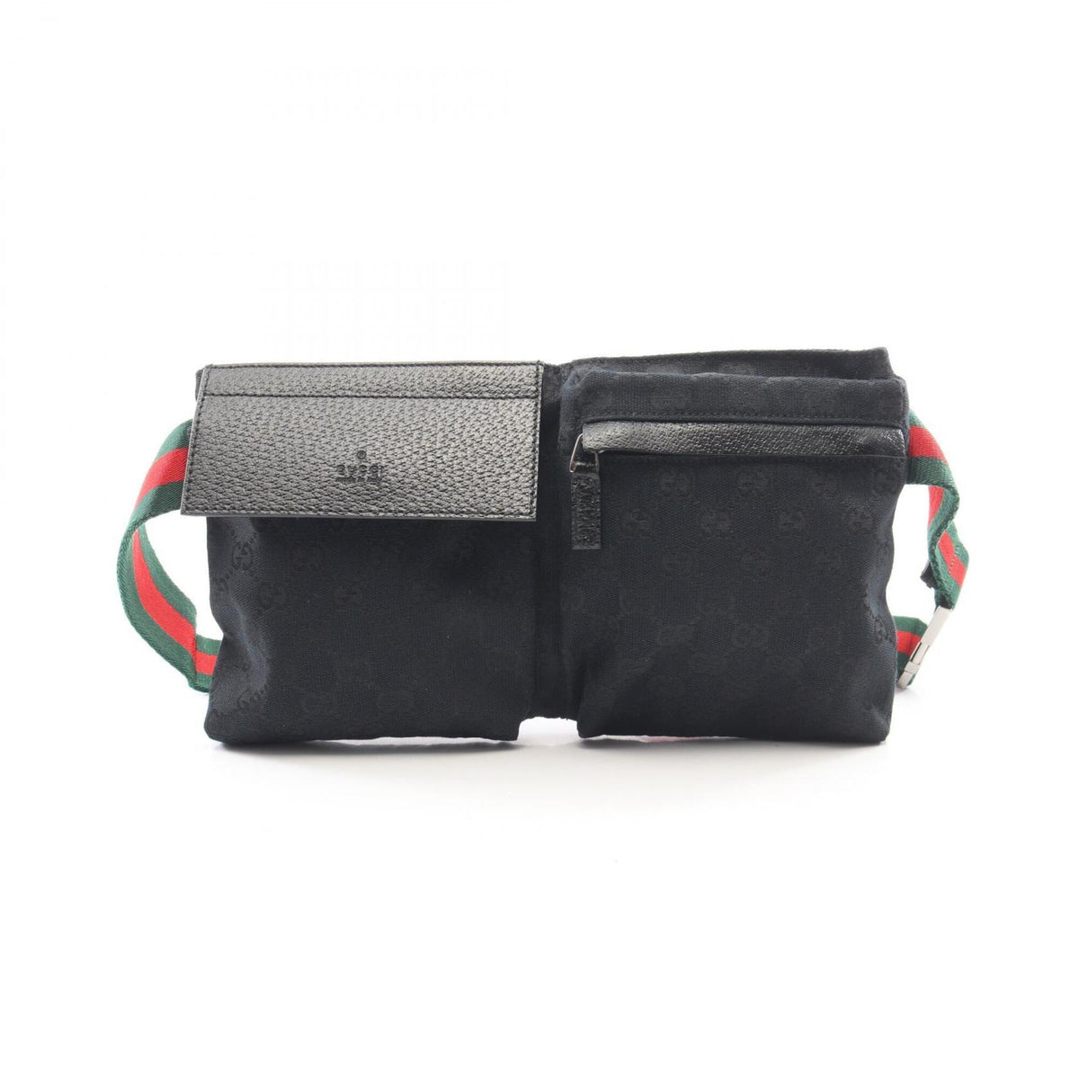 Gucci Black Canvas Leather Fanny Pack Handbag (Pre-Owned)