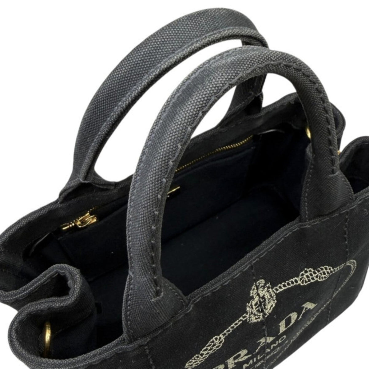Prada Black Canvas Handbag Shoulder Bag (Pre-Owned)