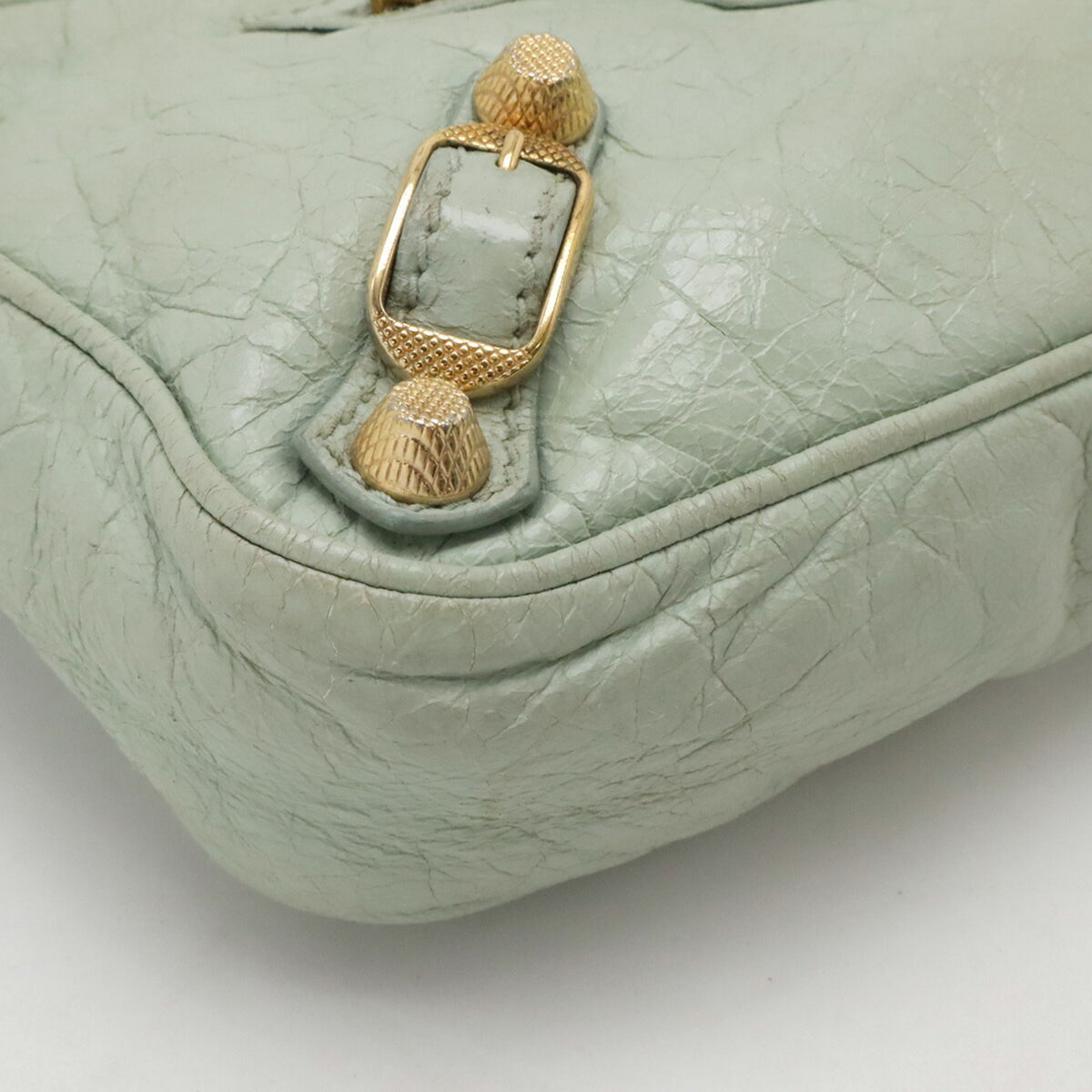 Balenciaga Light Green Leather Clutch Bag Pochette Shoulder Bag (Pre-Owned)