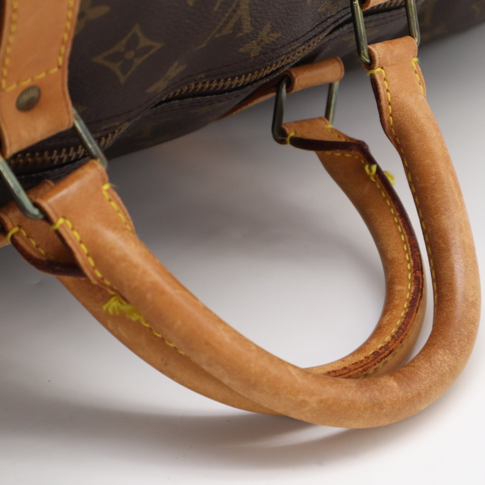 Louis Vuitton Monogram Beige Brown Coated Canvas Leather Boston Bag (Pre-Owned)