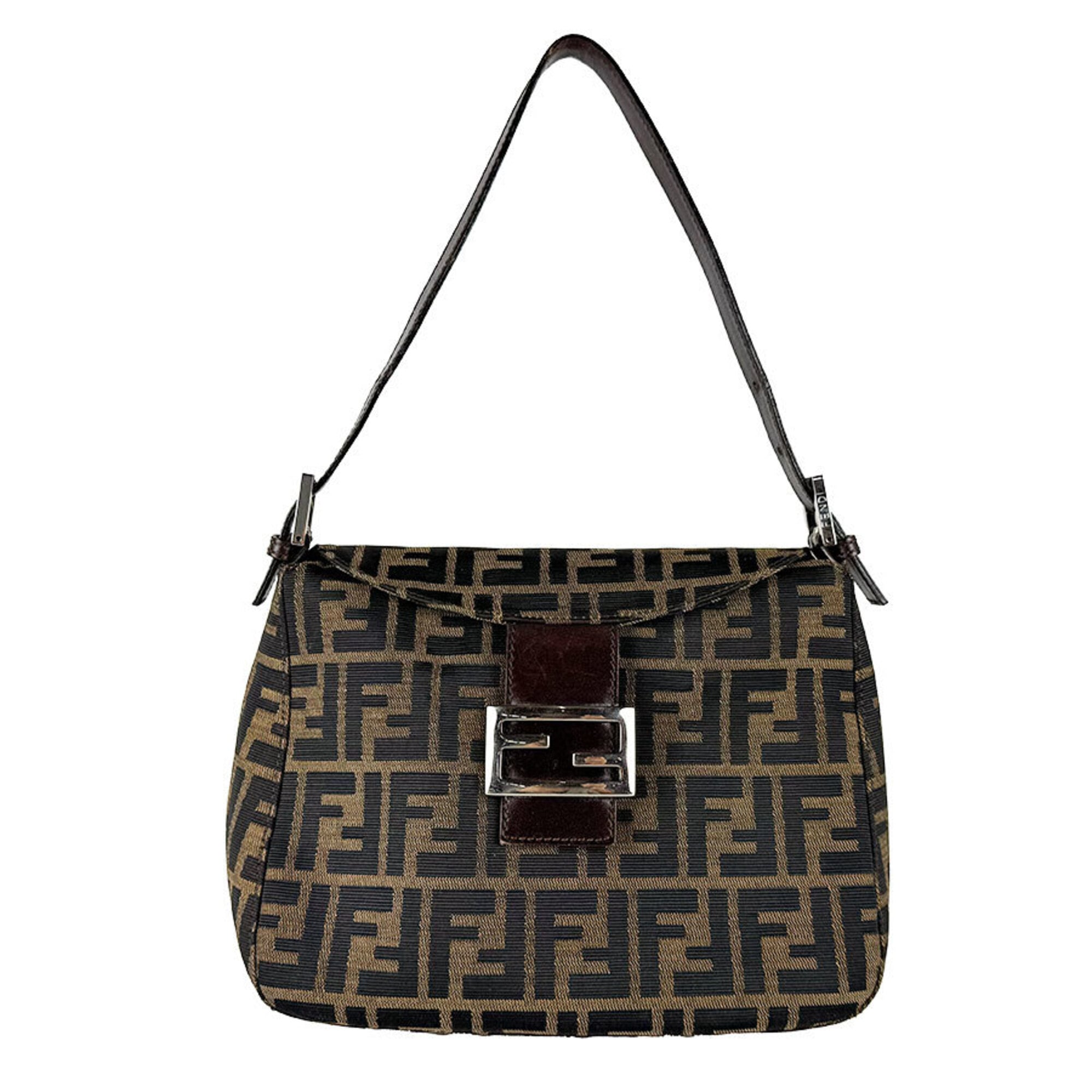 Fendi Brown Nylon Canvas Leather Handbag (Pre-Owned)