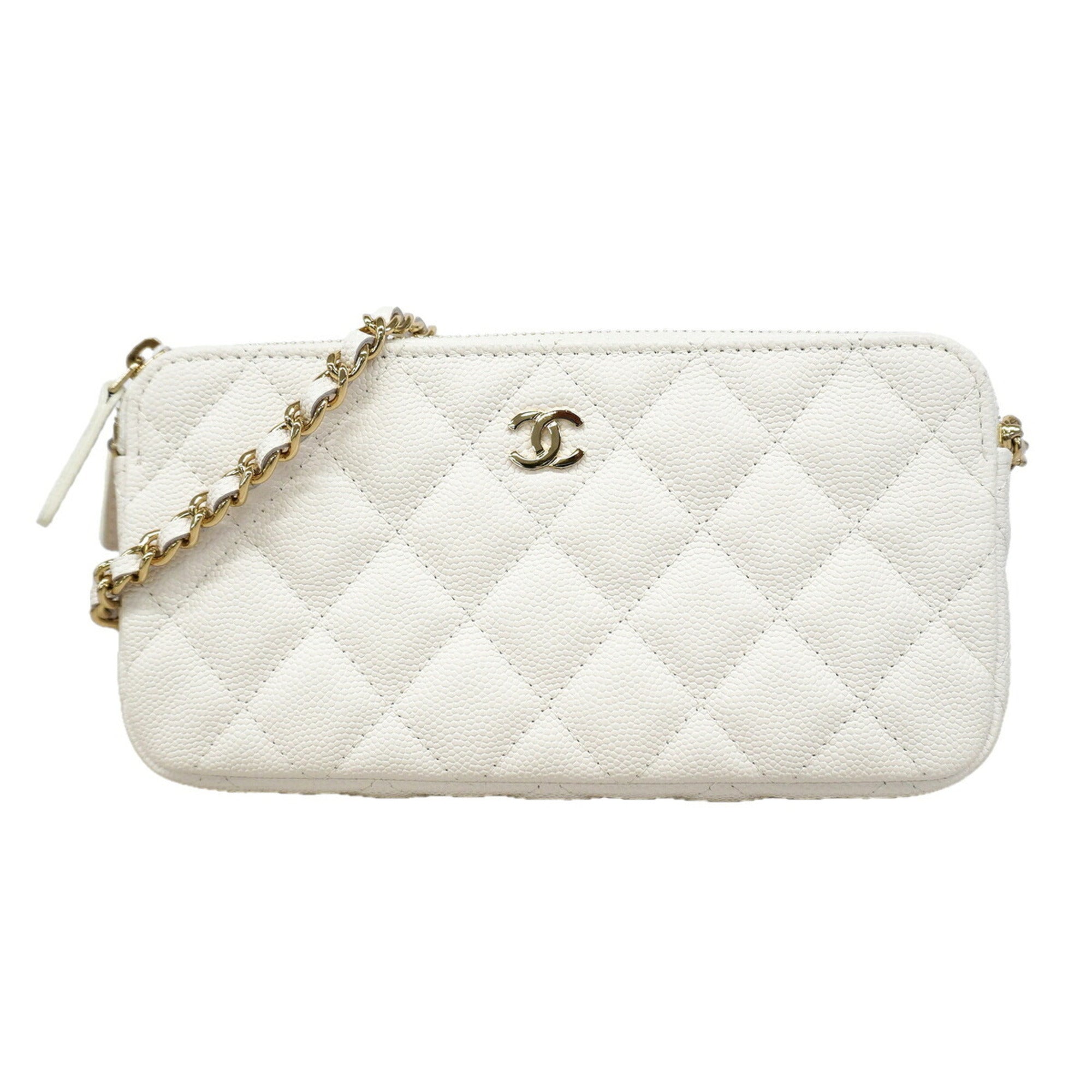 Chanel White Grained Calfskin Shoulder Bag (Pre-Owned)