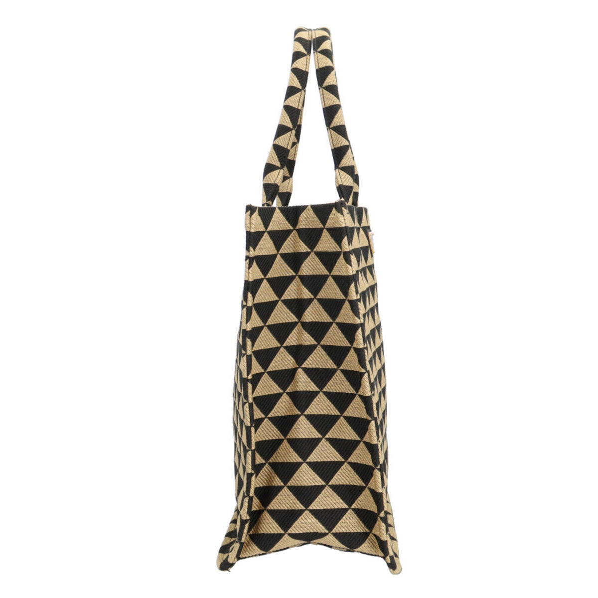 Prada Beige Black Fabric Leather Handbag Tote Bag (Pre-Owned)