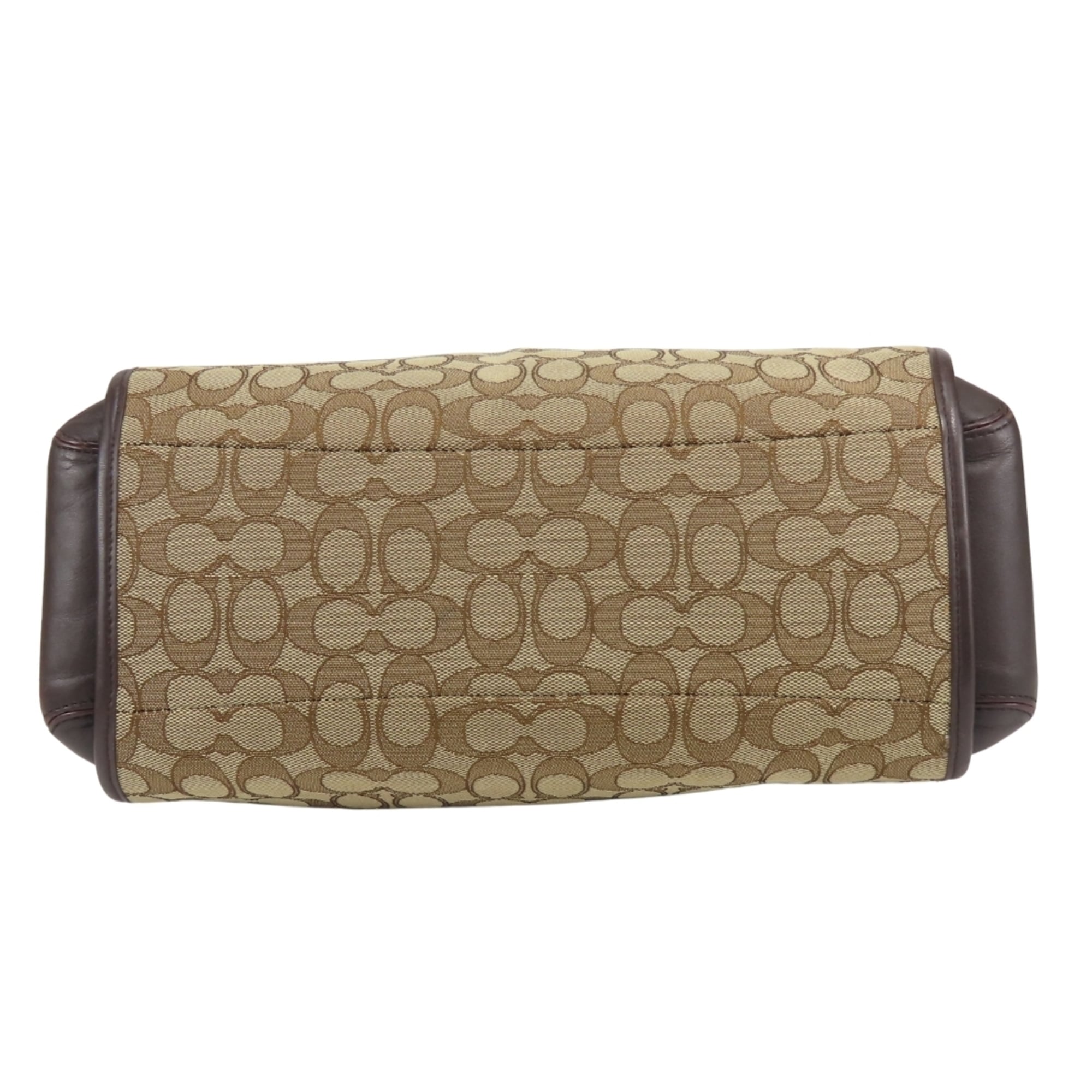 Coach Beige Brown Signature Line Tote Bag (Pre-Owned)