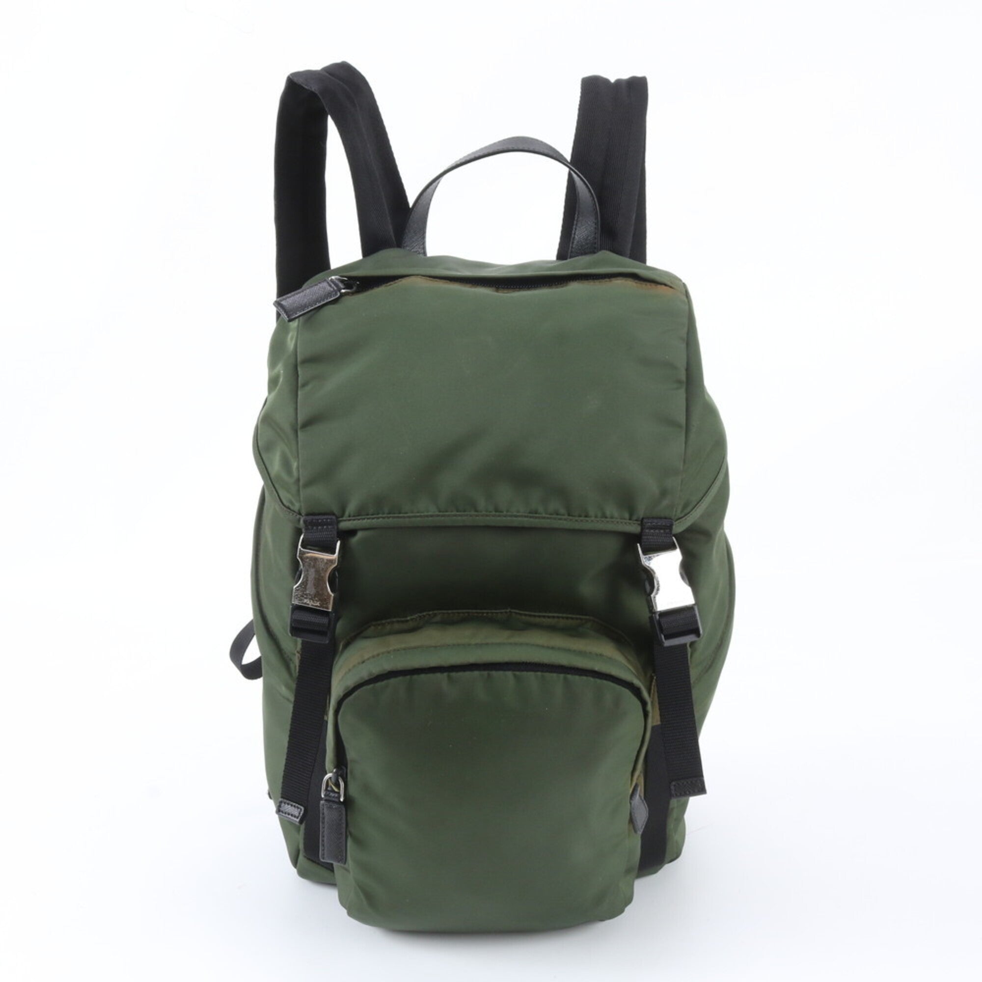 Prada Green Khaki Nylon Backpack Handbag (Pre-Owned)