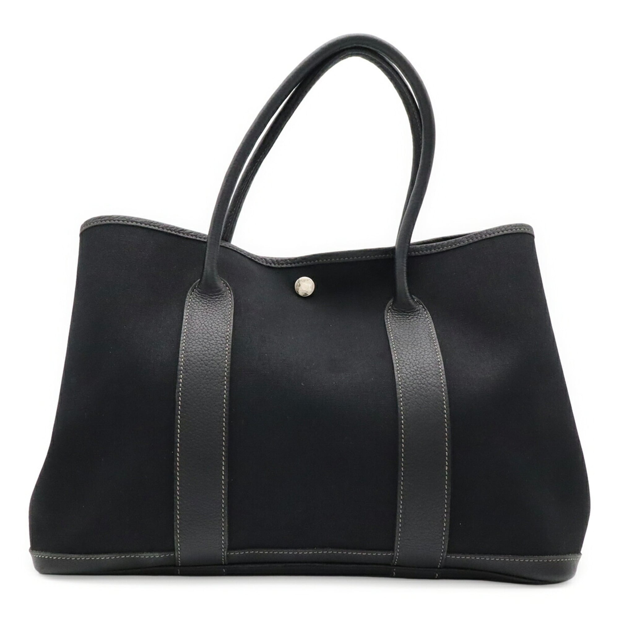 Hermes Black Toile Officier Shoulder Bag Tote Bag (Pre-Owned)