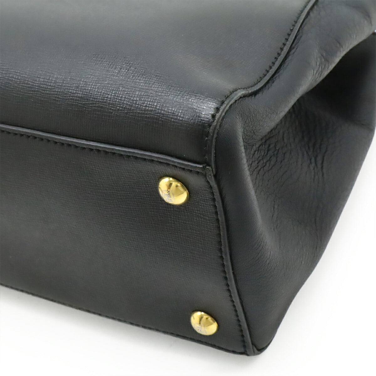 Fendi 2Jours Black Leather Handbag Shoulder Bag Tote Bag (Pre-Owned)
