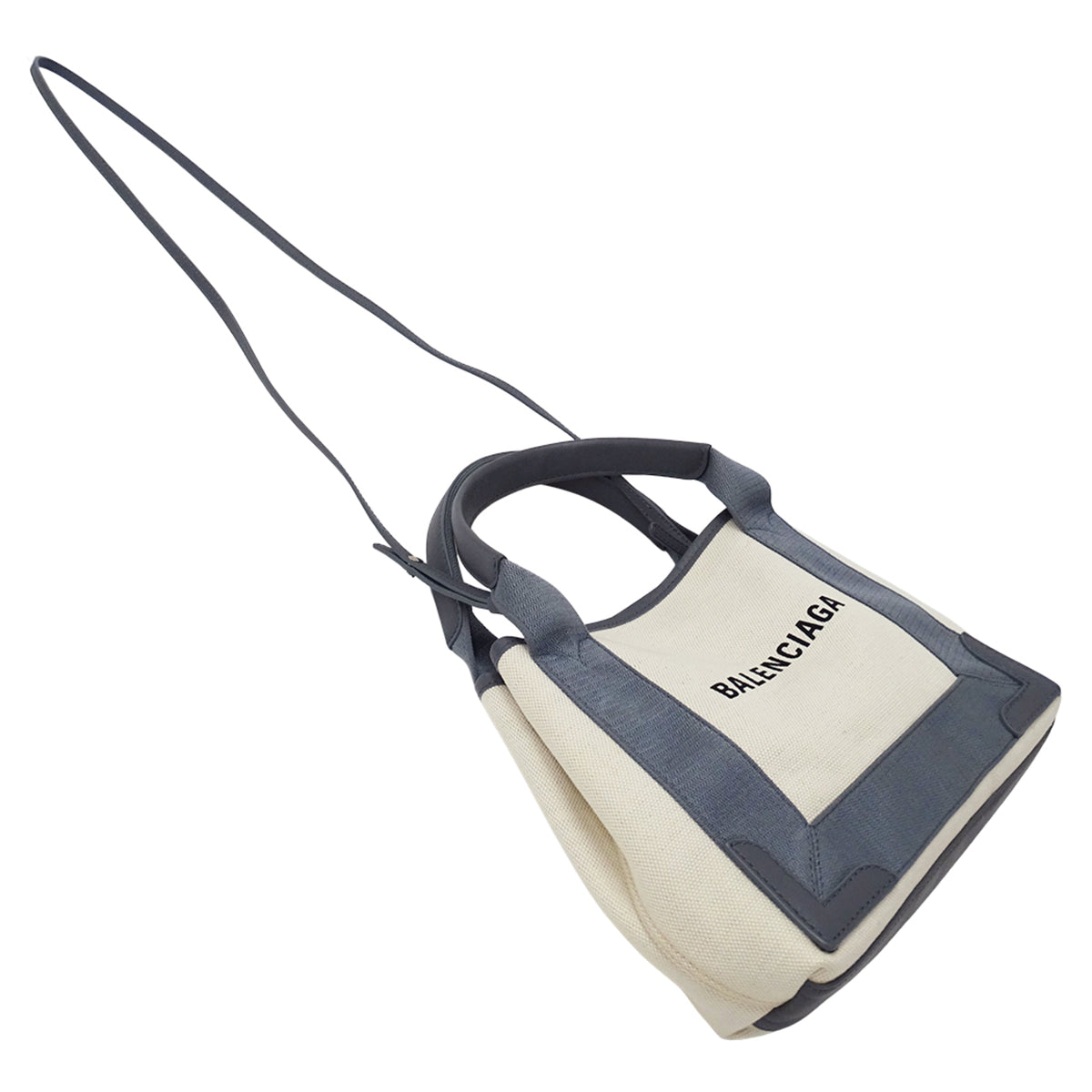 Balenciaga Gray Beige Canvas Handbag Pouch Shoulder Bag (Pre-Owned)
