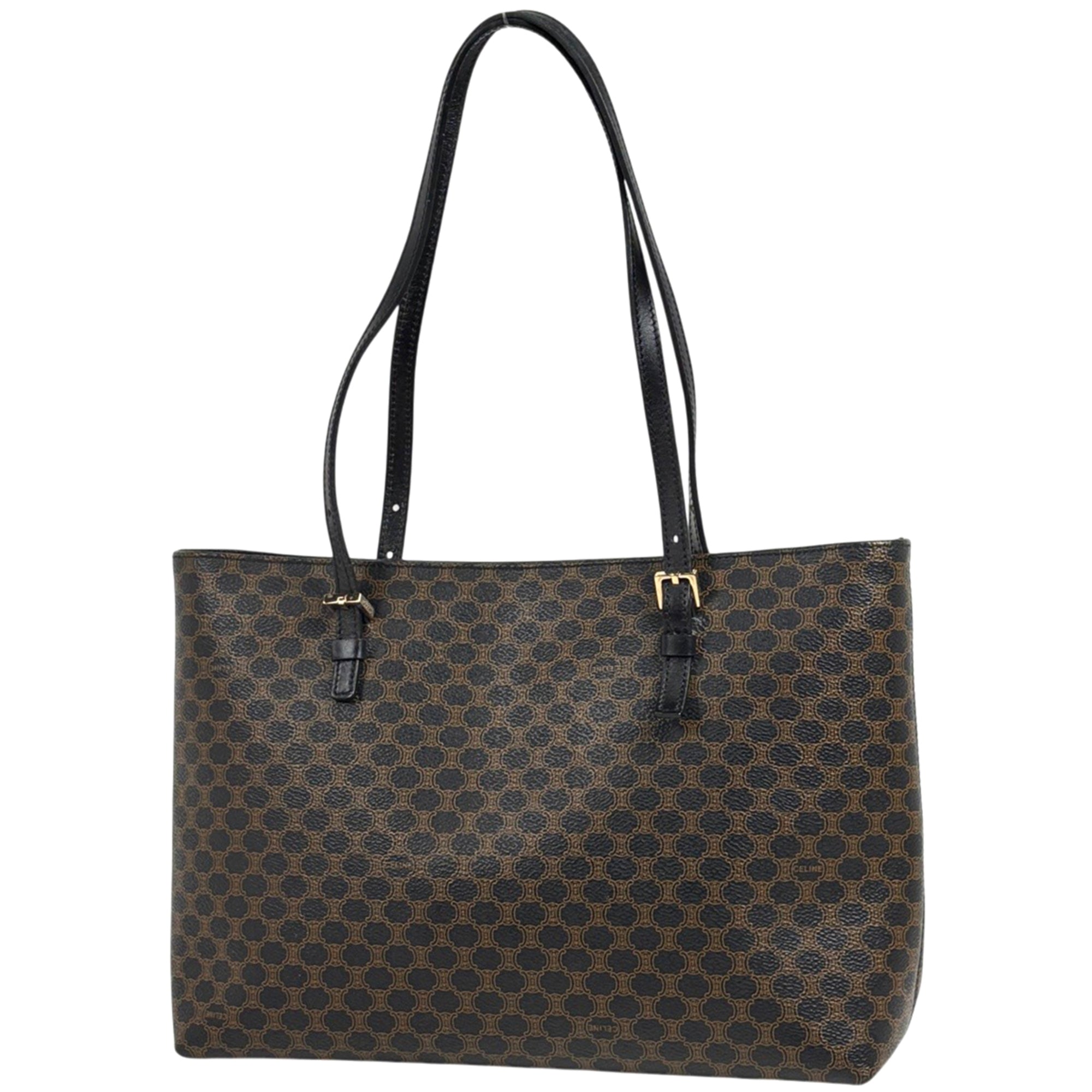 Celine Black Brown Coated Canvas Leather Tote Bag (Pre-Owned)