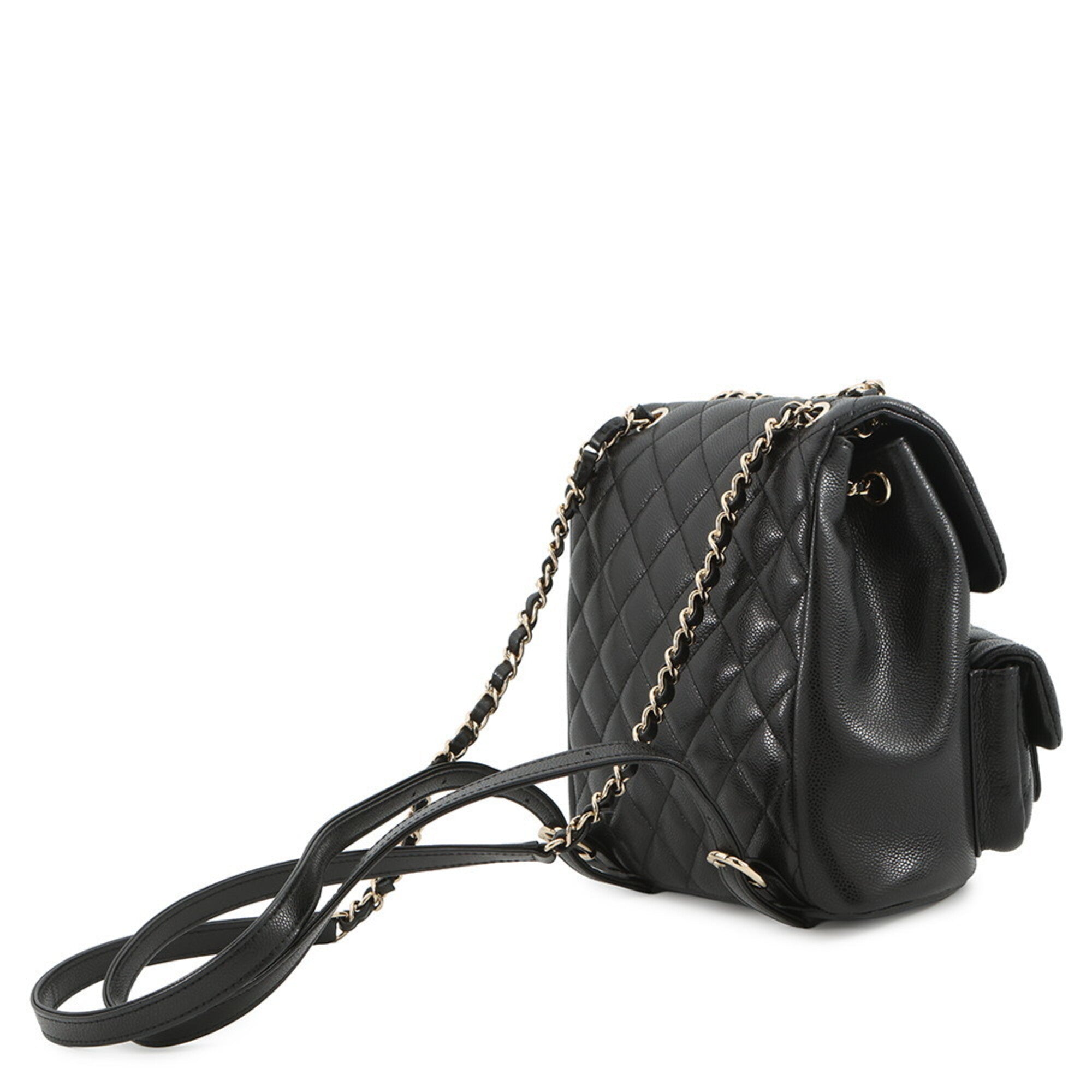 Chanel Black Grained Calfskin Handbag (Pre-Owned)
