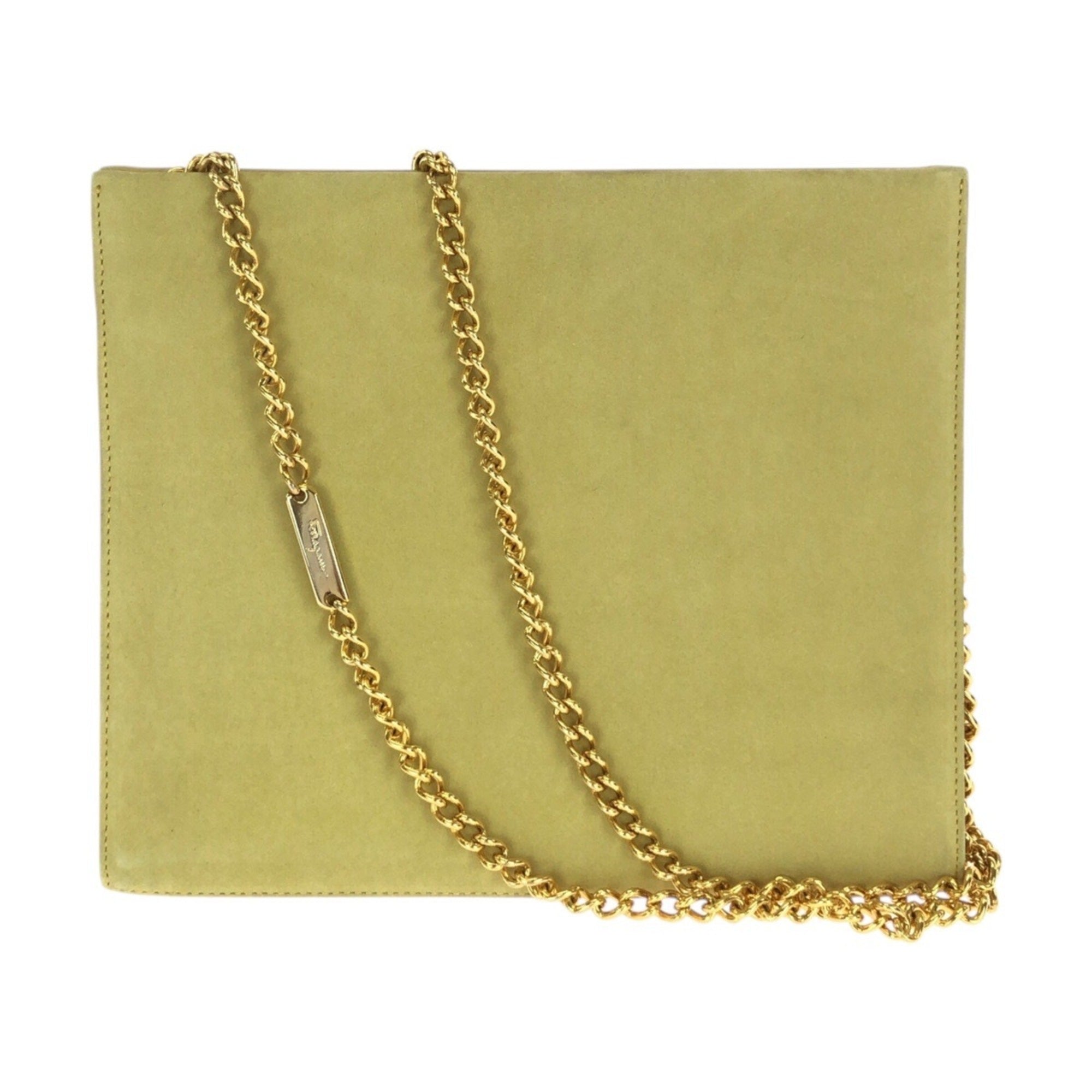 Salvatore Ferragamo Yellow Suede Shoulder Bag (Pre-Owned)