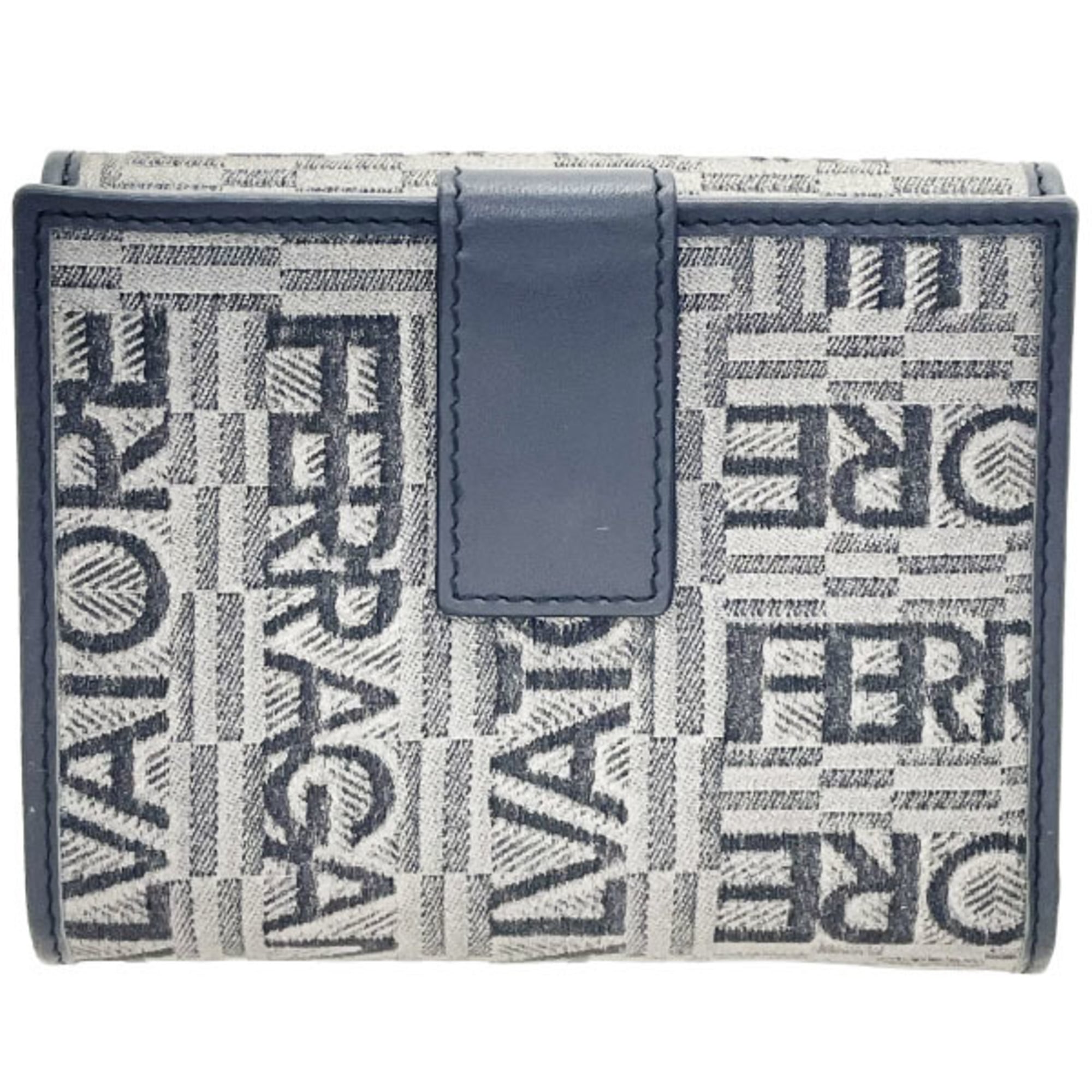 Salvatore Ferragamo Gray Canvas Leather Wallet (Bi-Fold) (Pre-Owned)