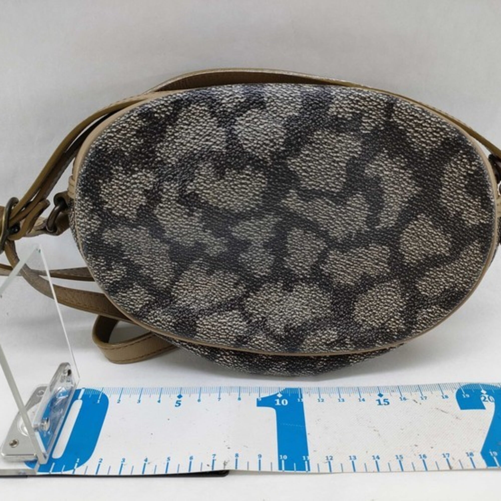 Yves Saint Laurent Beige Gray Gray Beige Pvc Leather Handbag Shoulder Bag Tote Bag (Pre-Owned)