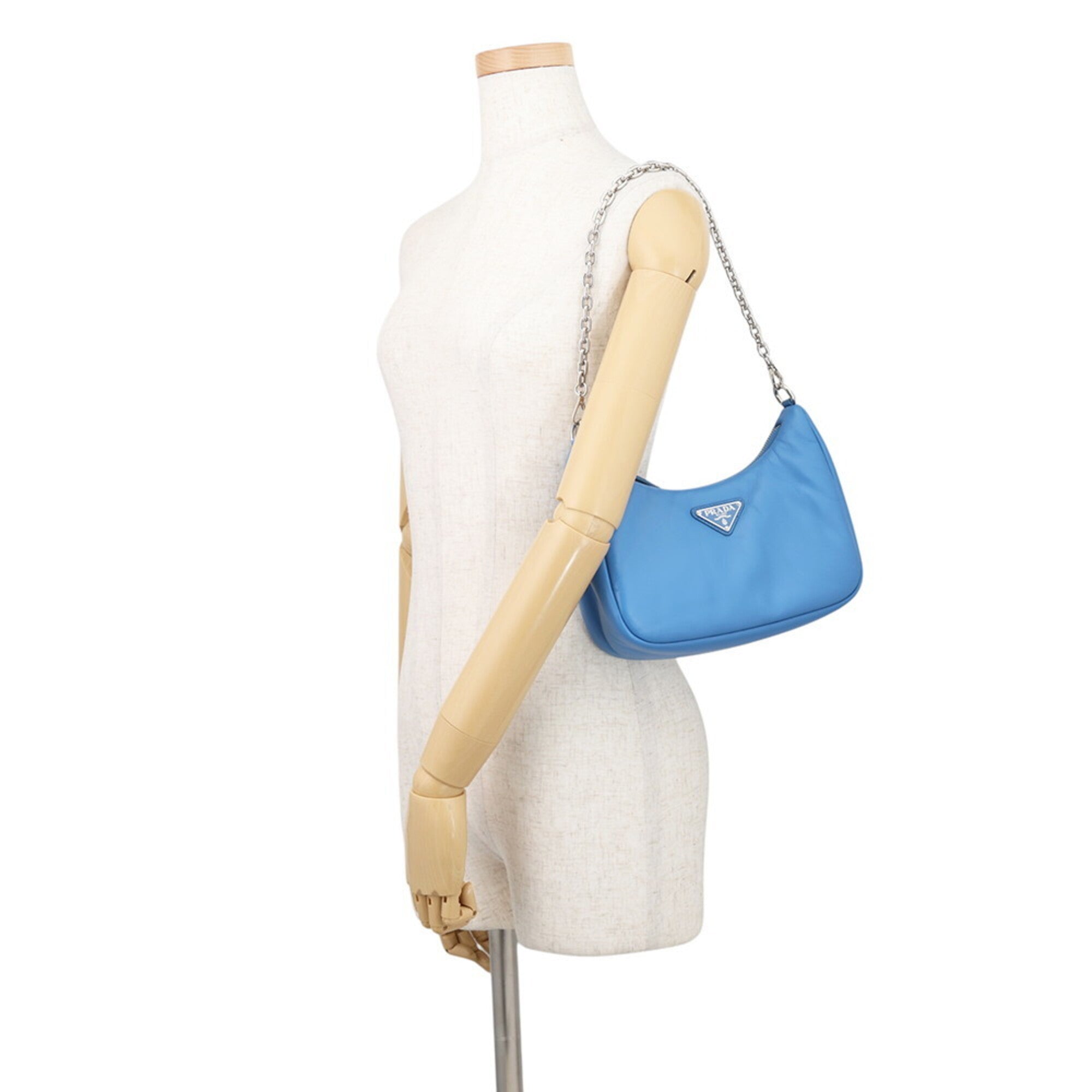 Prada Light Blue Nylon Handbag Pouch Shoulder Bag (Pre-Owned)