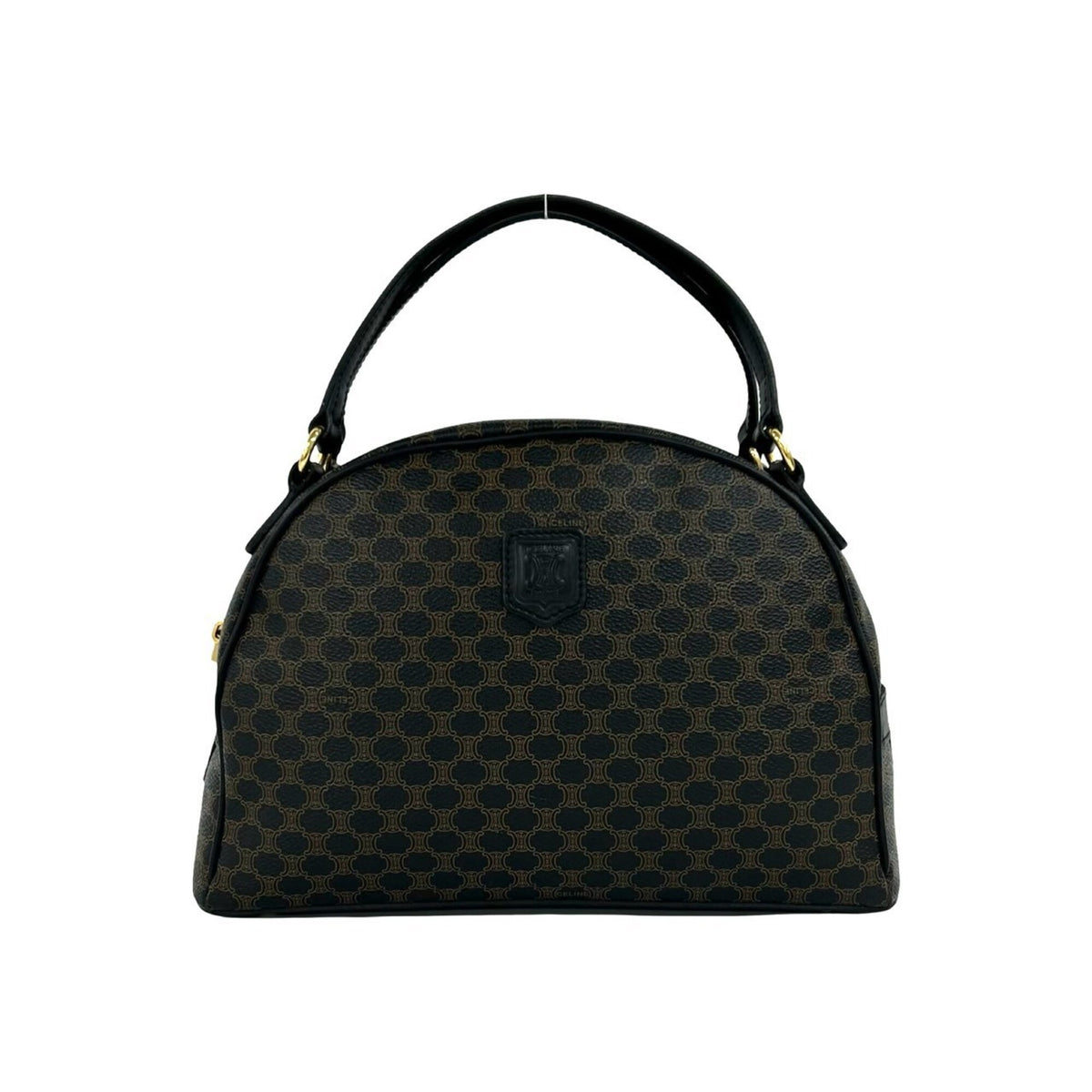 Celine Black Brown Leather Pvc Boston Bag Handbag (Pre-Owned)