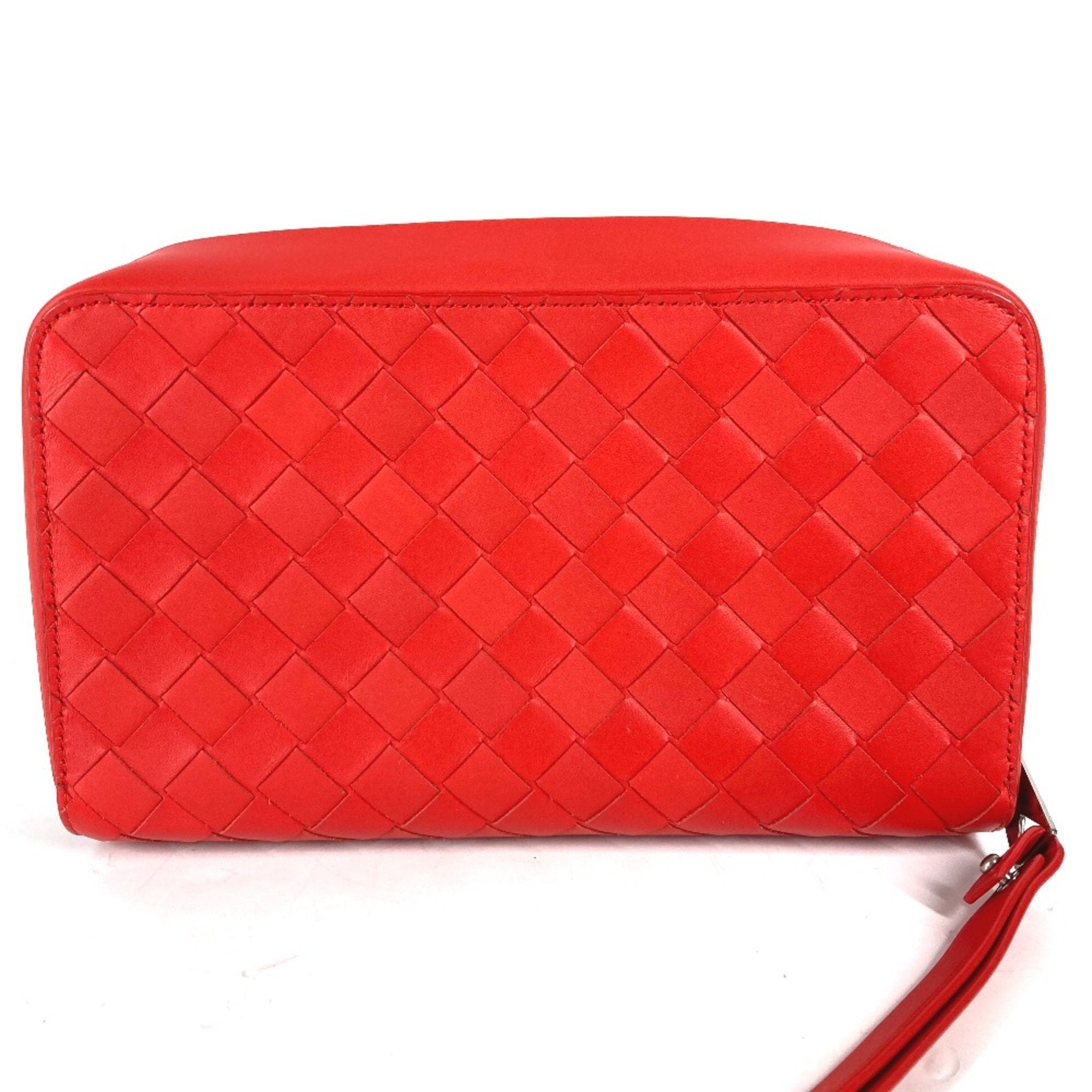 Bottega Veneta Red Leather Clutch Bag (Pre-Owned)