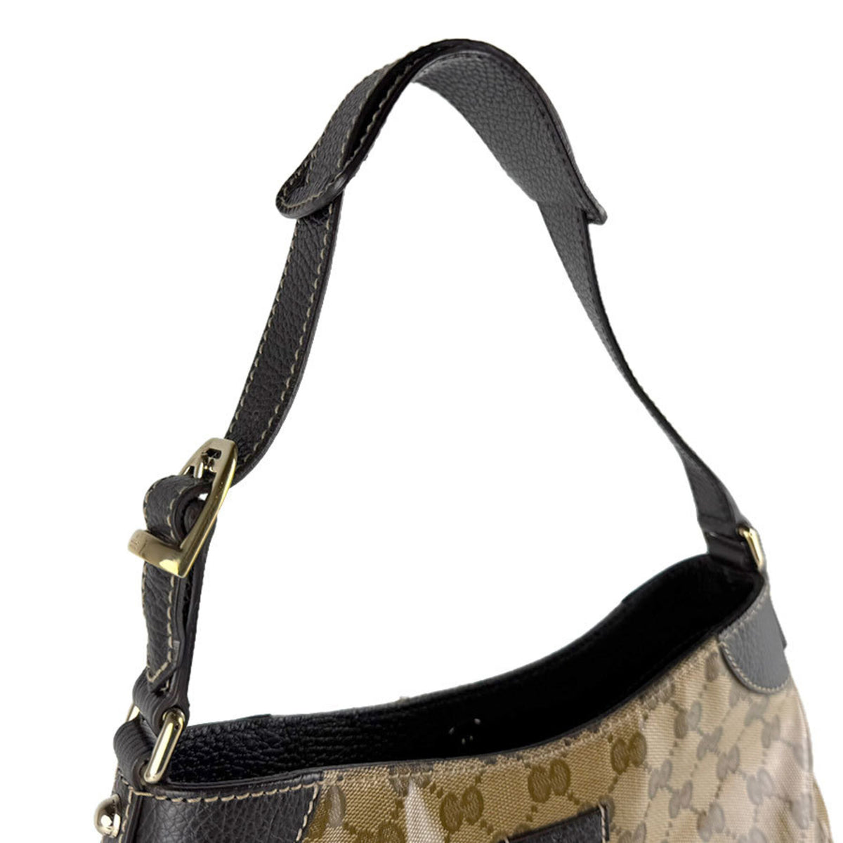 Gucci Brown Coated Canvas Leather Shoulder Bag (Pre-Owned)
